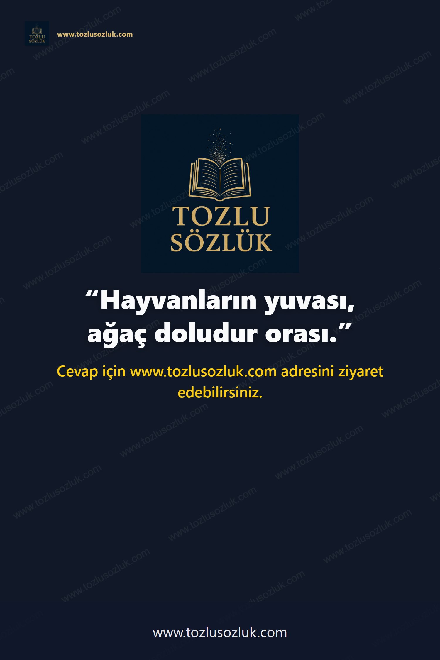 Hayvanların yuvası, ağaç doludur orası. Pinterest görseli