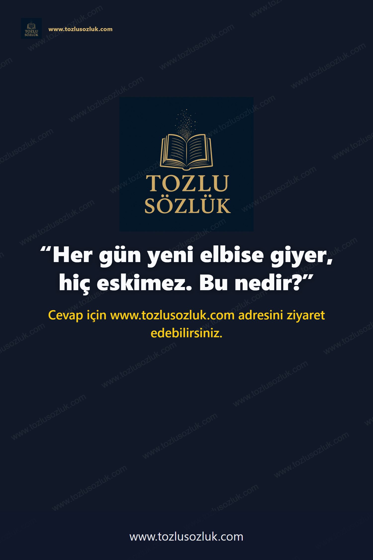 Her gün yeni elbise giyer, hiç eskimez. Bu nedir? Pinterest görseli