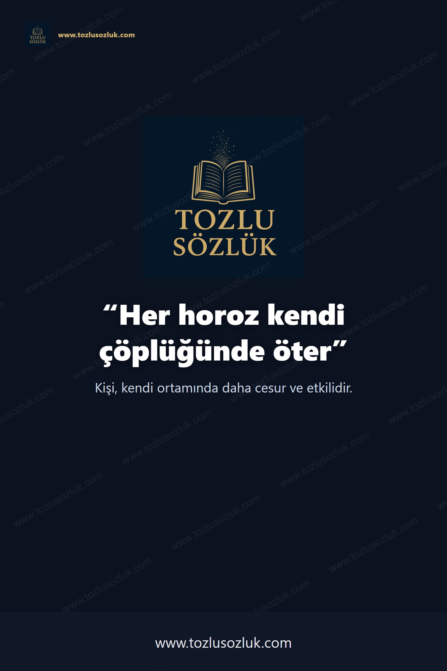 Her horoz kendi çöplüğünde öter Pinterest görseli