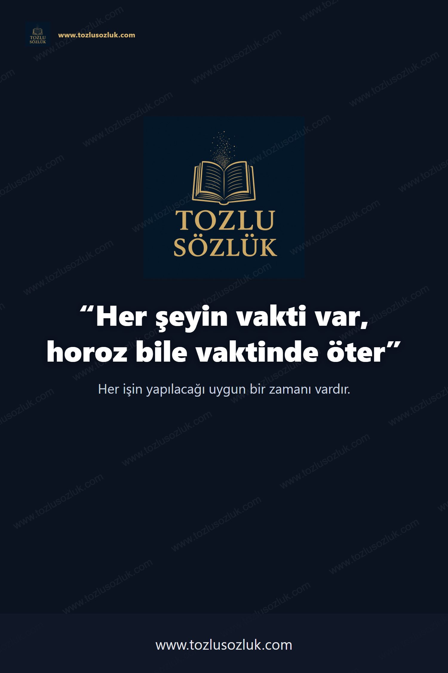 Her şeyin vakti var, horoz bile vaktinde öter Pinterest görseli