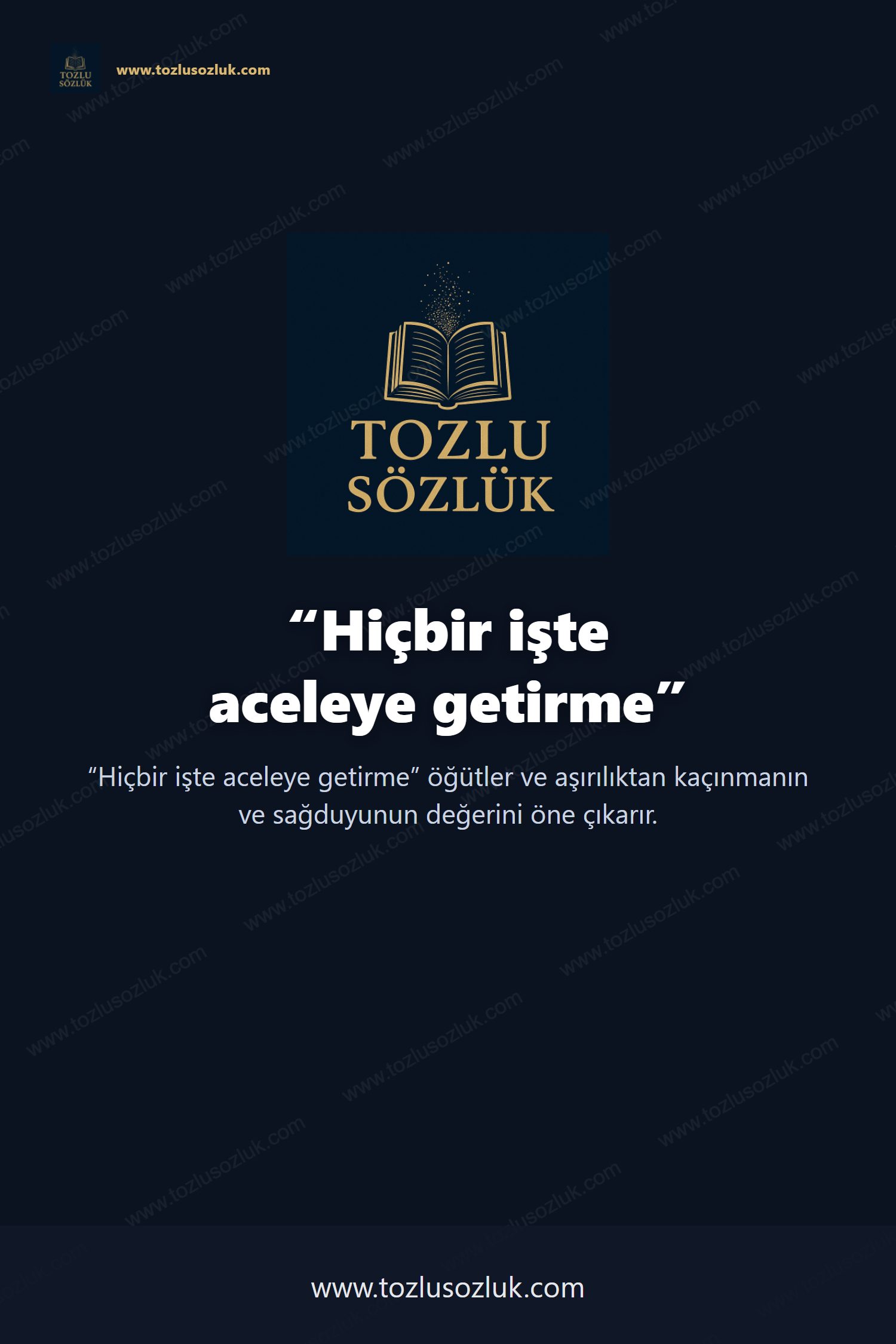Hiçbir işte aceleye getirme Pinterest görseli