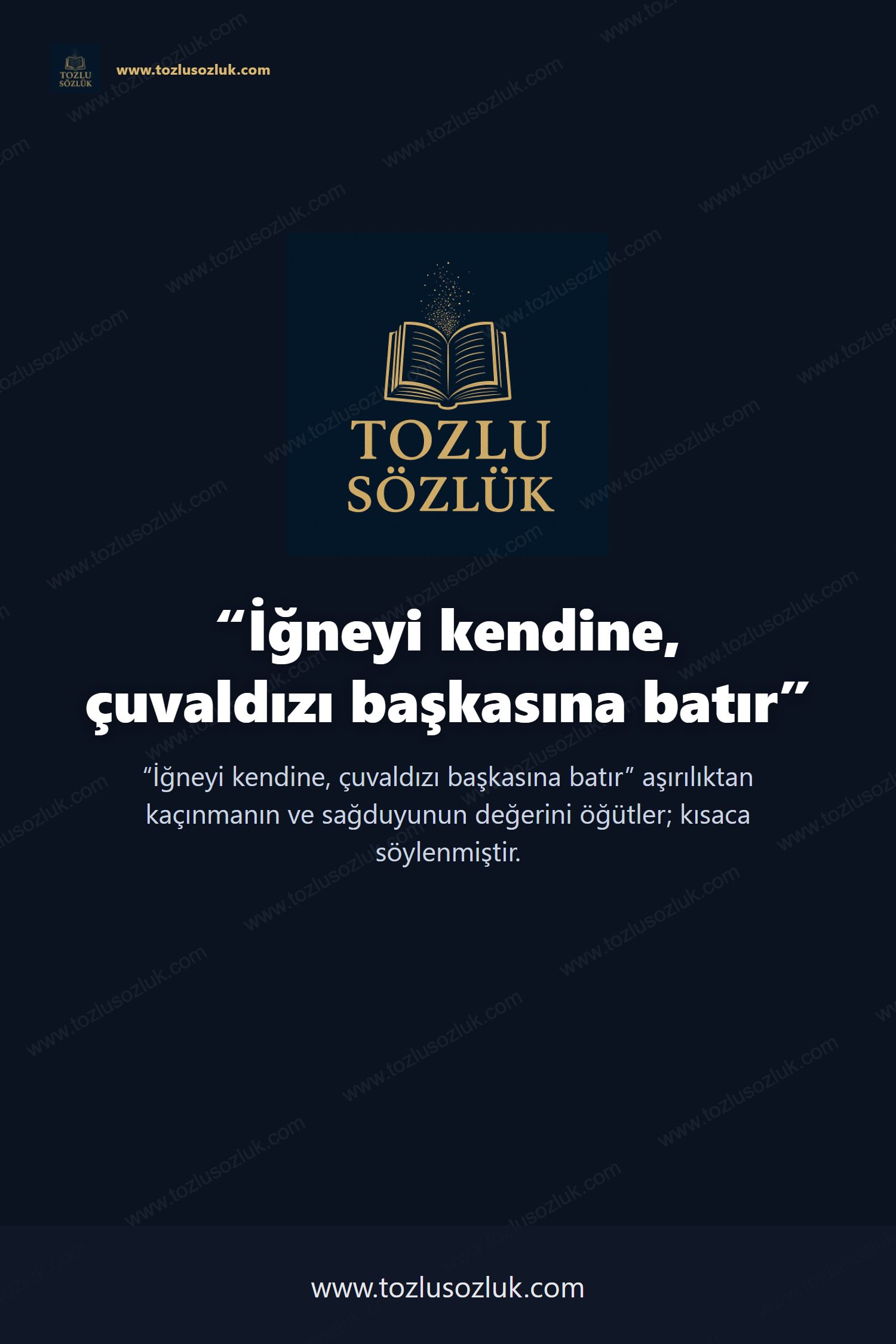 İğneyi kendine, çuvaldızı başkasına batır Pinterest görseli