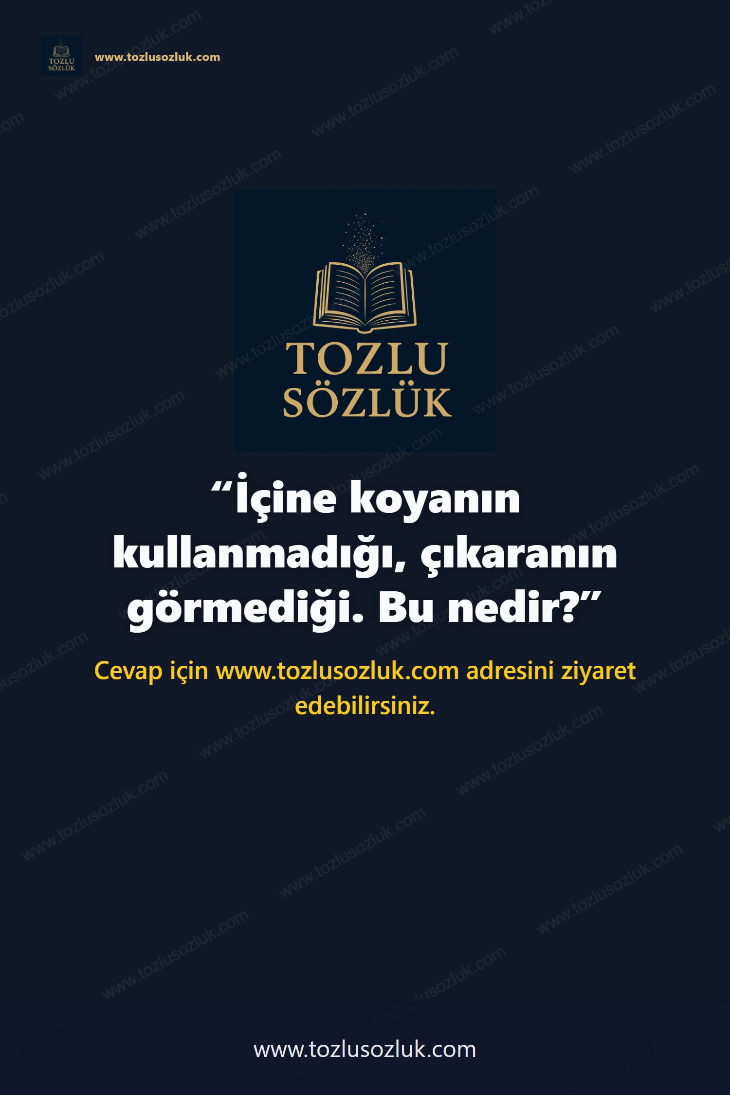 İçine koyanın kullanmadığı, çıkaranın görmediği. Bu nedir? Pinterest görseli