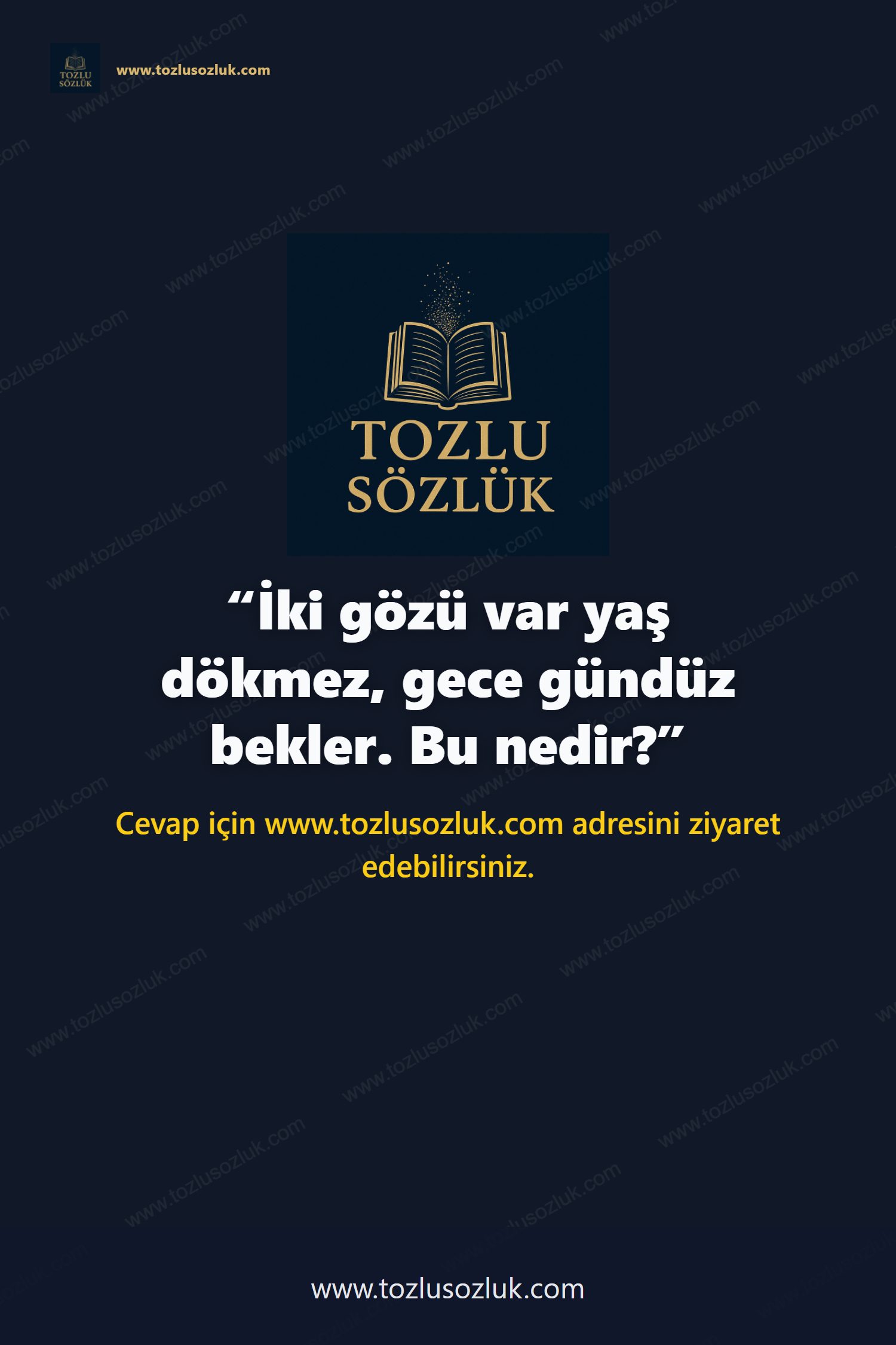İki gözü var yaş dökmez, gece gündüz bekler. Bu nedir? Pinterest görseli
