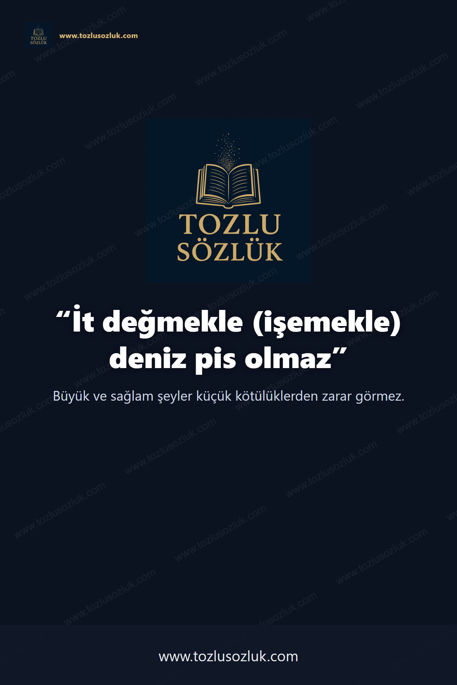 İt değmekle (işemekle) deniz pis olmaz Pinterest görseli