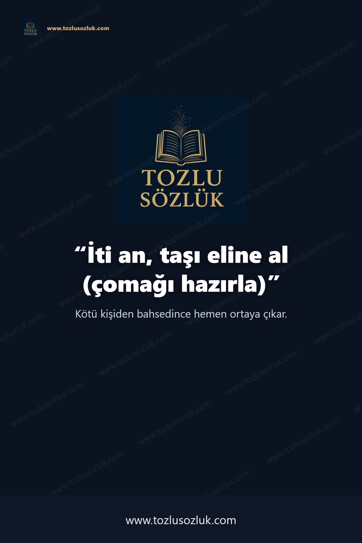 İti an, taşı eline al (çomağı hazırla) Pinterest görseli