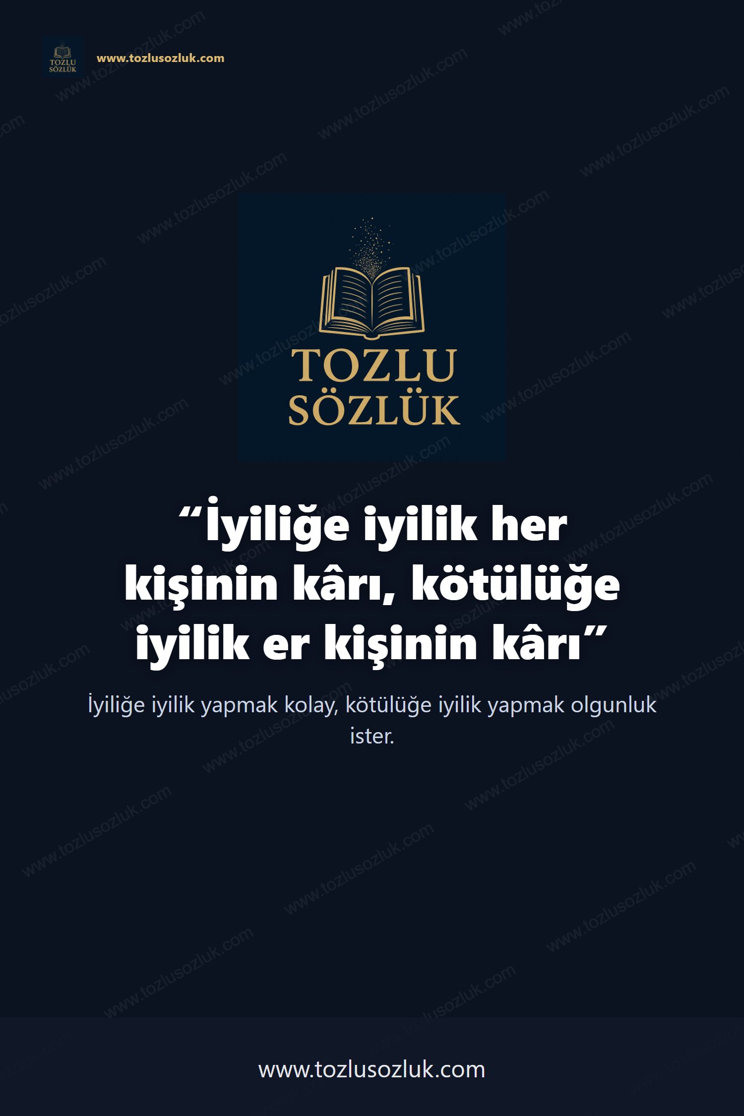 İyiliğe iyilik her kişinin kârı, kötülüğe iyilik er kişinin kârı Pinterest görseli