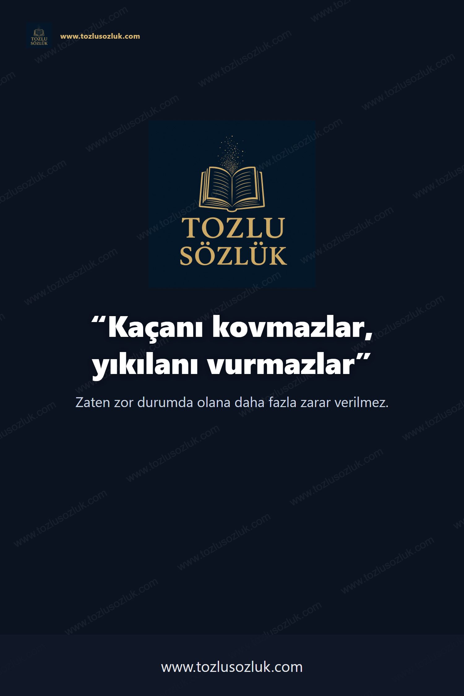 Kaçanı kovmazlar, yıkılanı vurmazlar Pinterest görseli