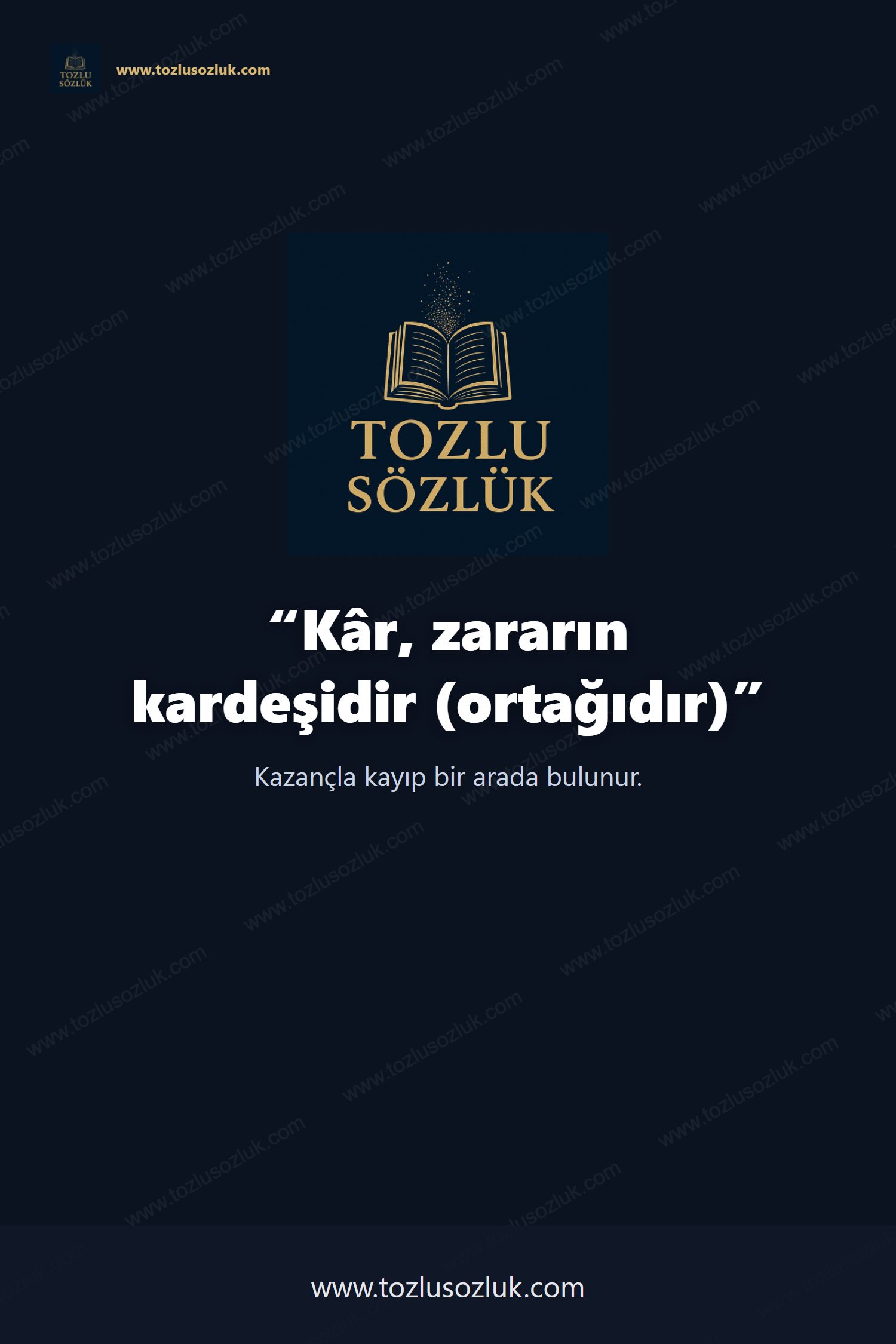 Kâr, zararın kardeşidir (ortağıdır) Pinterest görseli