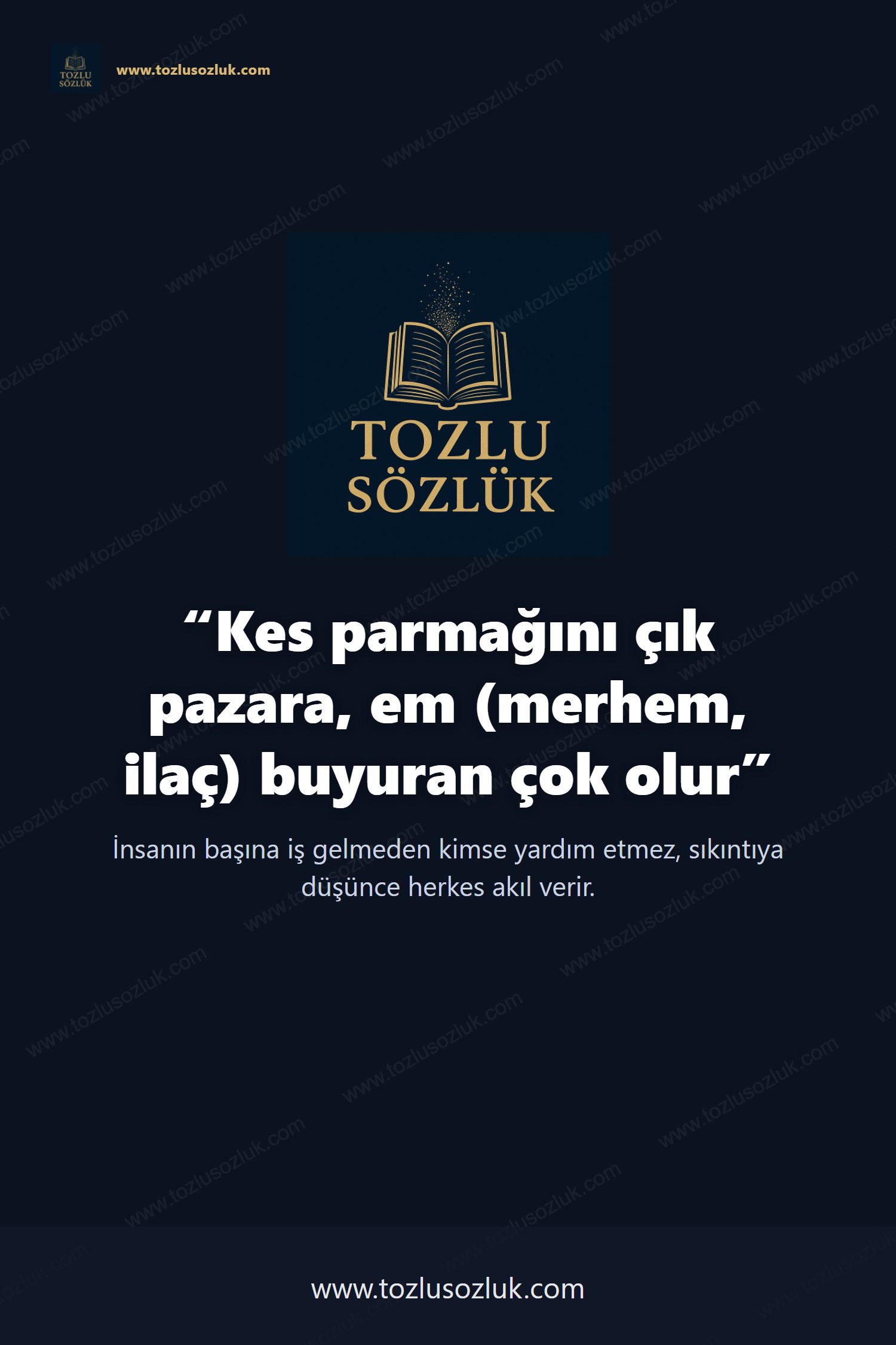 Kes parmağını çık pazara, em (merhem, ilaç) buyuran çok olur Pinterest görseli