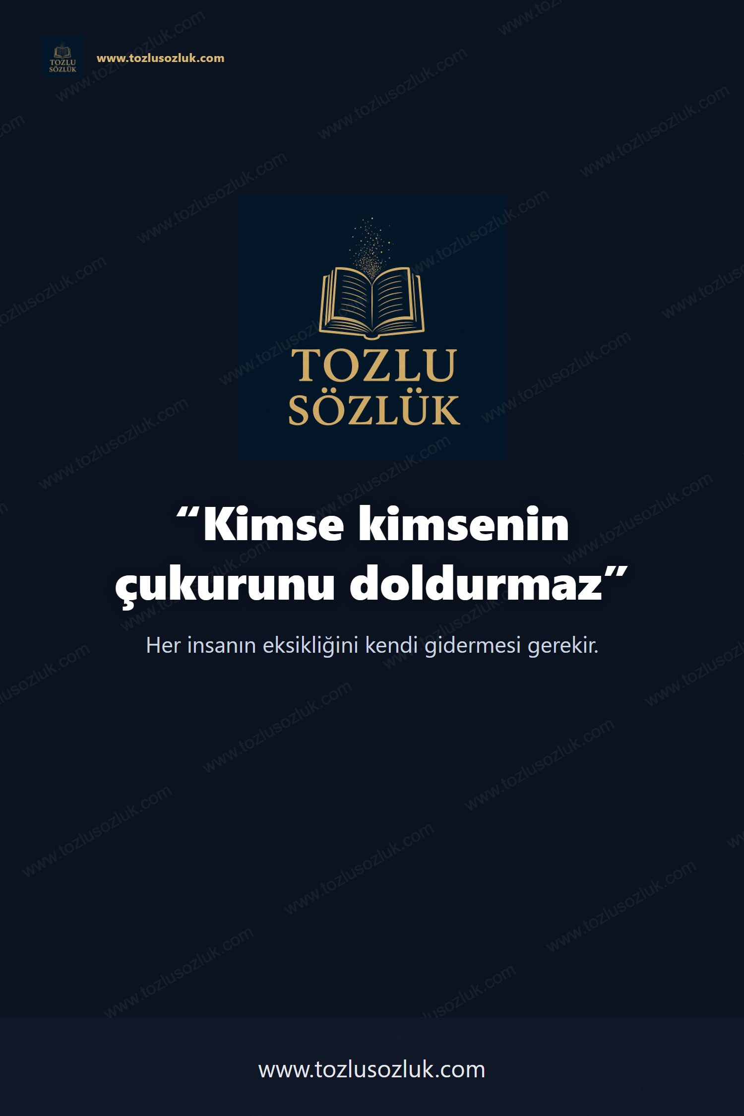 Kimse kimsenin çukurunu doldurmaz Pinterest görseli