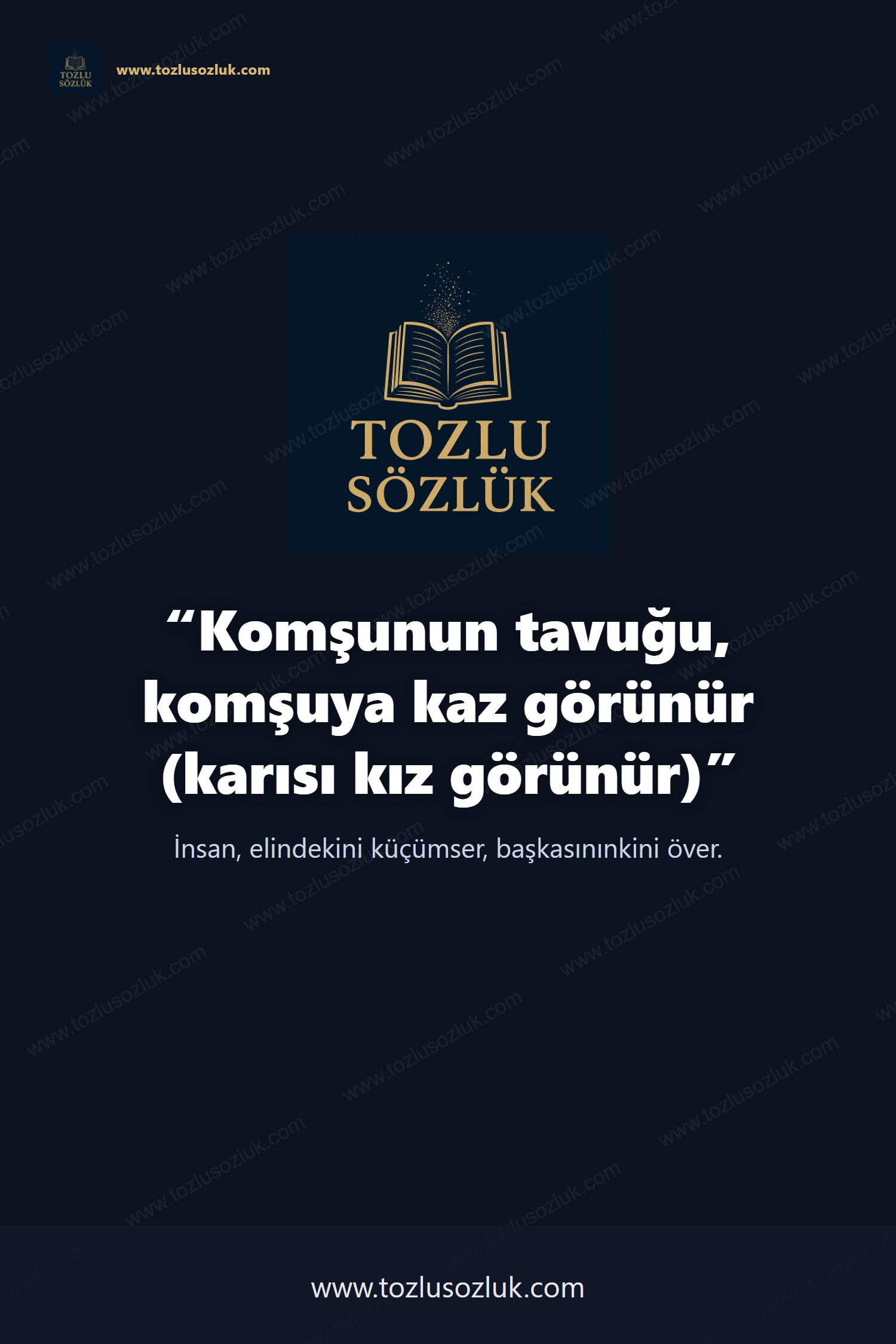 Komşunun tavuğu, komşuya kaz görünür (karısı kız görünür) Pinterest görseli