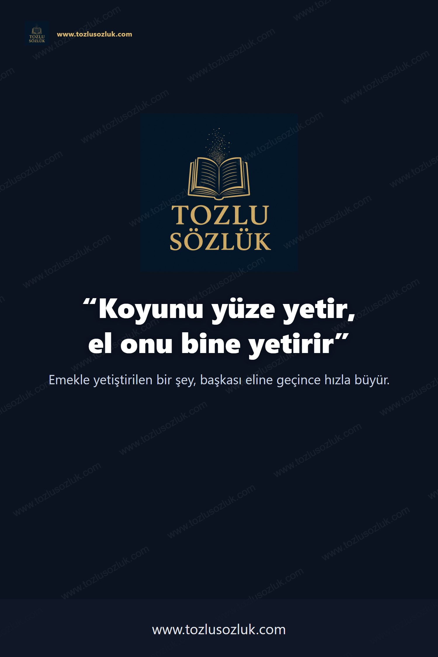 Koyunu yüze yetir, el onu bine yetirir Pinterest görseli