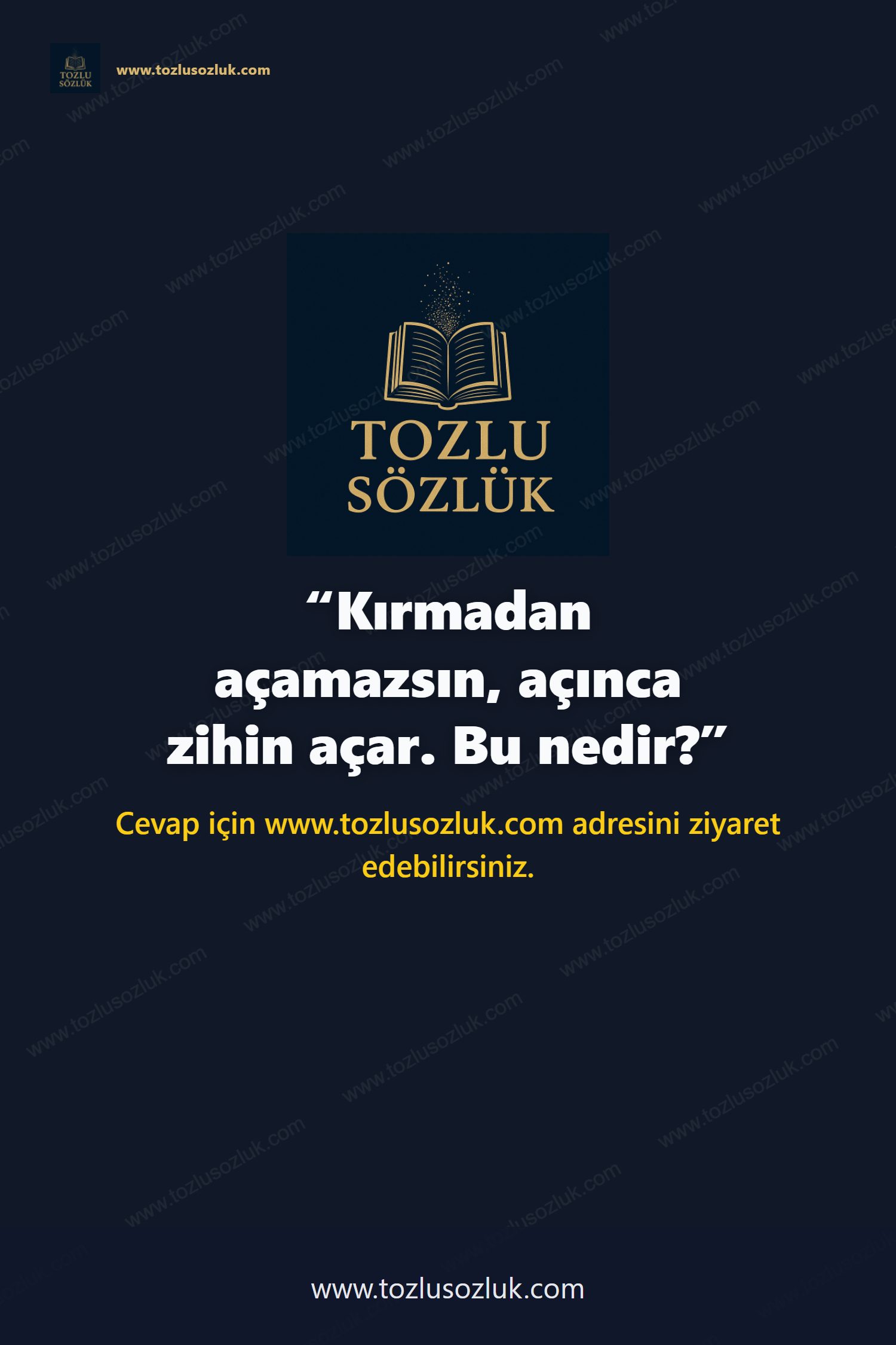 Kırmadan açamazsın, açınca zihin açar. Bu nedir? Pinterest görseli