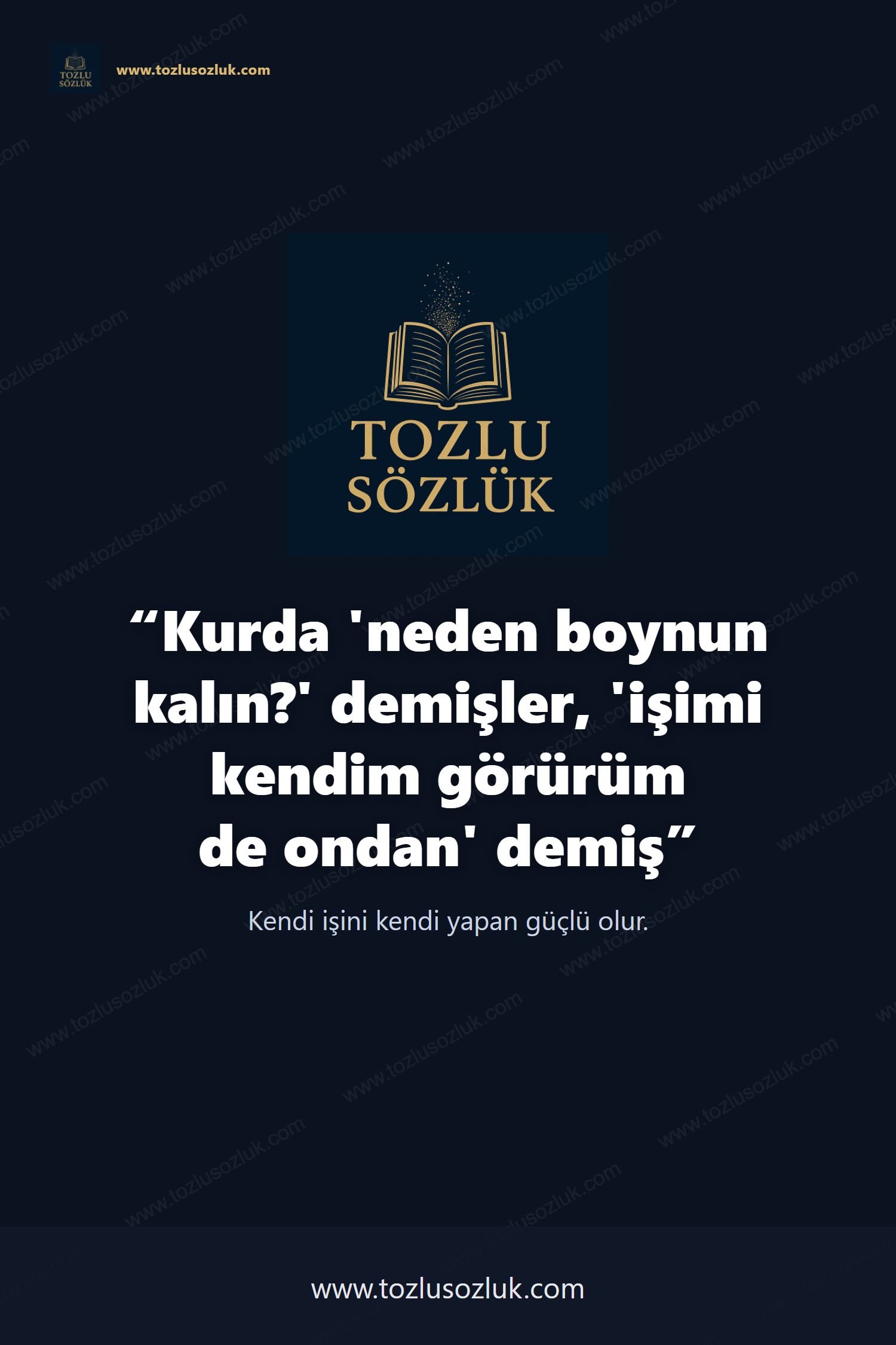 Kurda 'neden boynun kalın?' demişler, 'işimi kendim görürüm de ondan' demiş Pinterest görseli