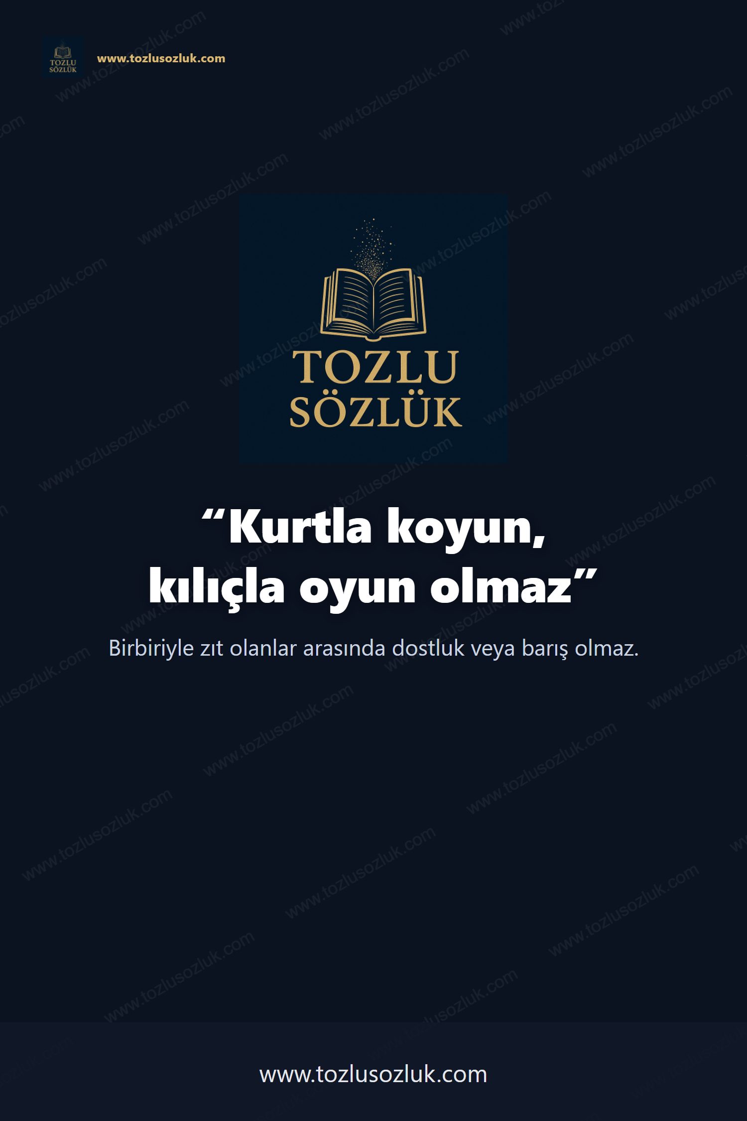 Kurtla koyun, kılıçla oyun olmaz Pinterest görseli