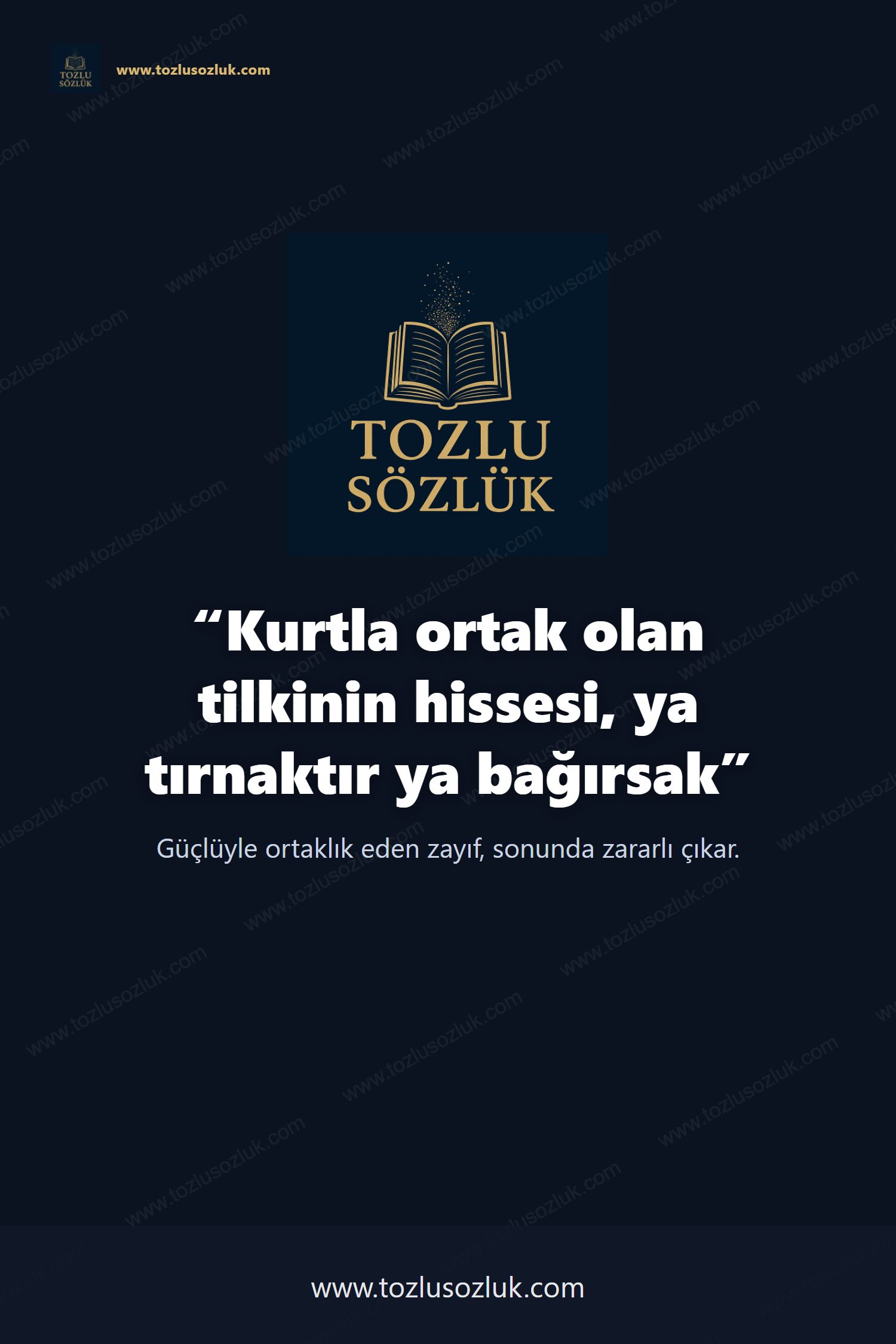 Kurtla ortak olan tilkinin hissesi, ya tırnaktır ya bağırsak Pinterest görseli