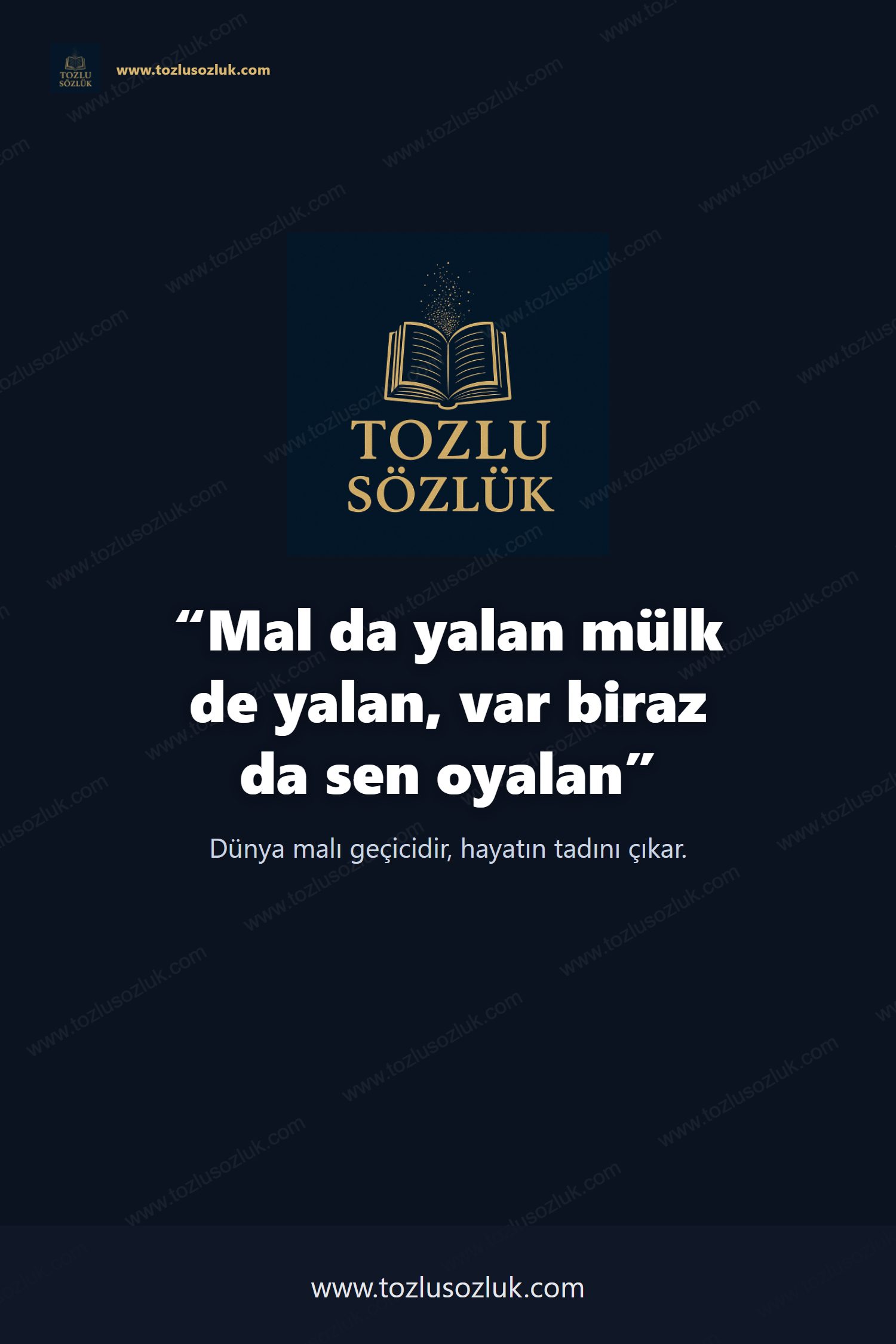 Mal da yalan mülk de yalan, var biraz da sen oyalan Pinterest görseli