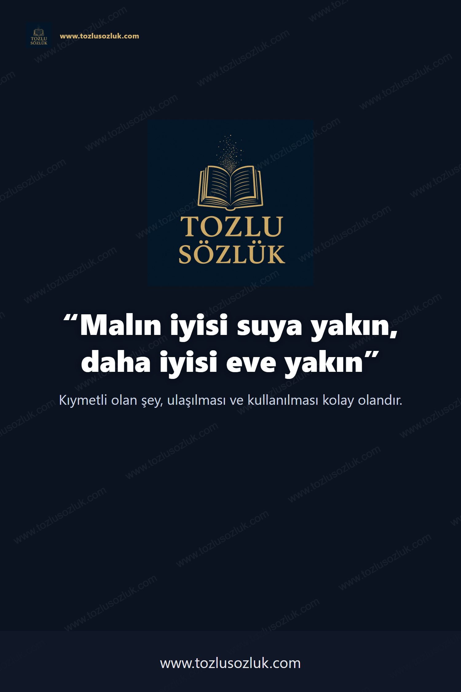 Malın iyisi suya yakın, daha iyisi eve yakın Pinterest görseli