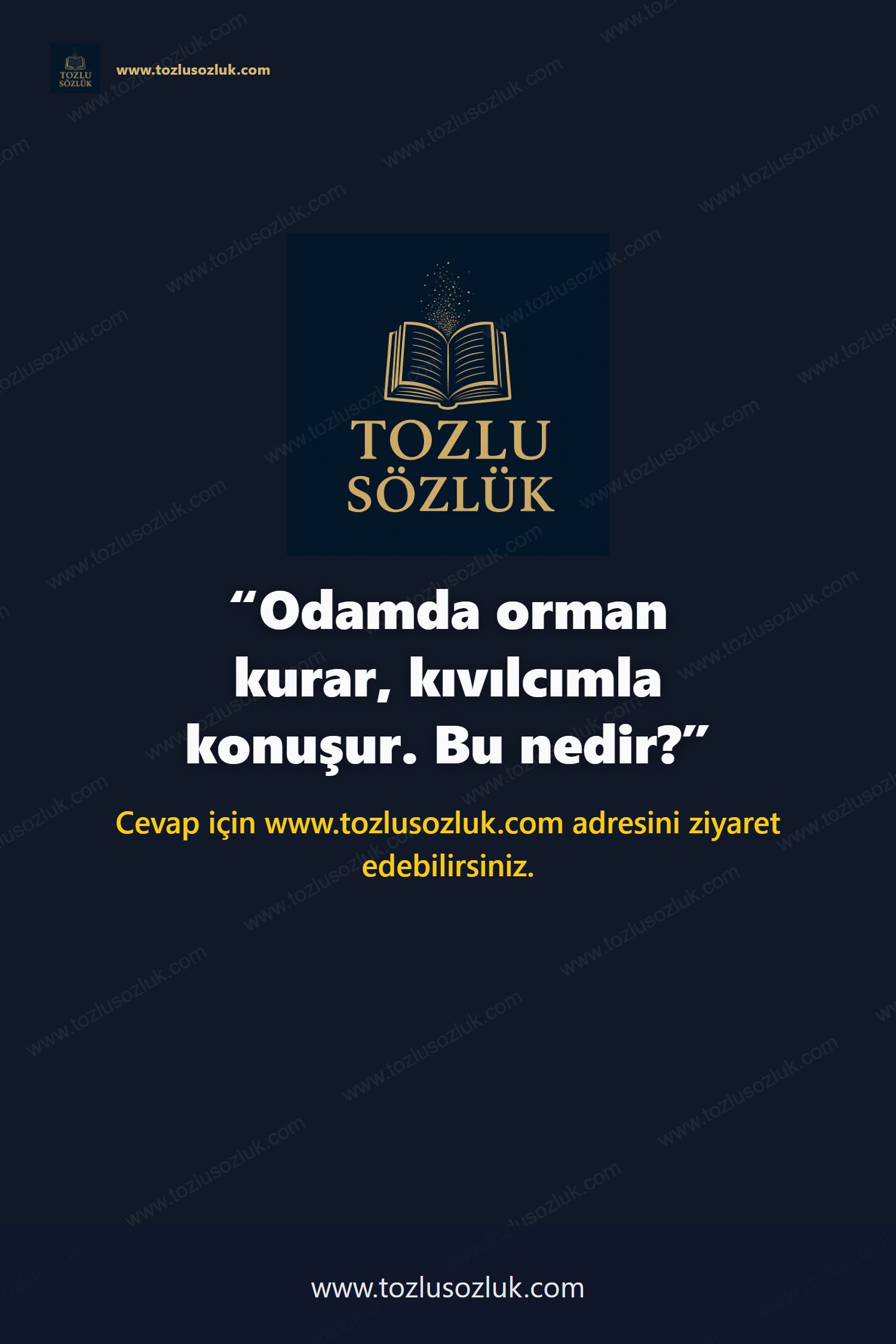 Odamda orman kurar, kıvılcımla konuşur. Bu nedir? Pinterest görseli