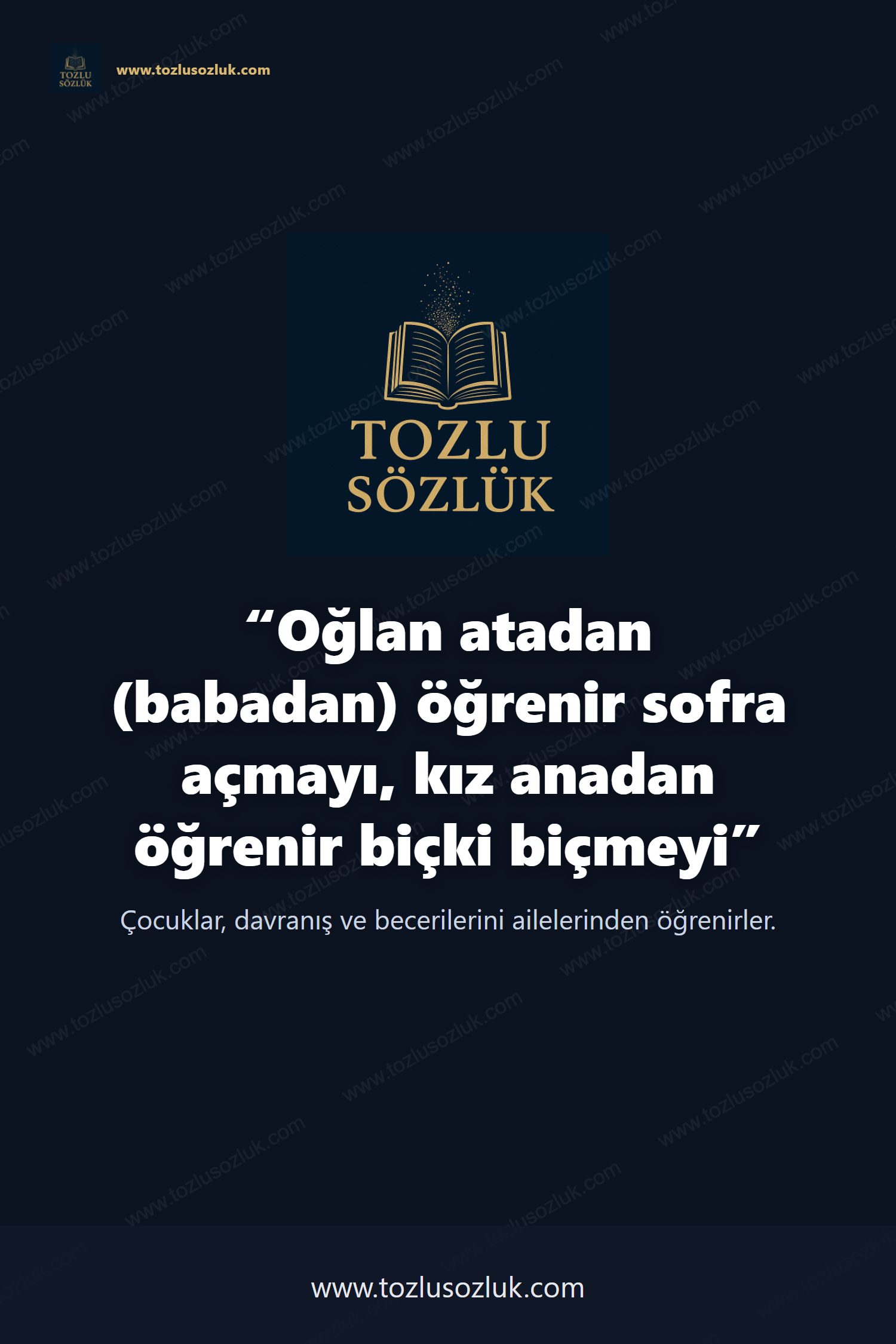 Oğlan atadan (babadan) öğrenir sofra açmayı, kız anadan öğrenir biçki biçmeyi Pinterest görseli