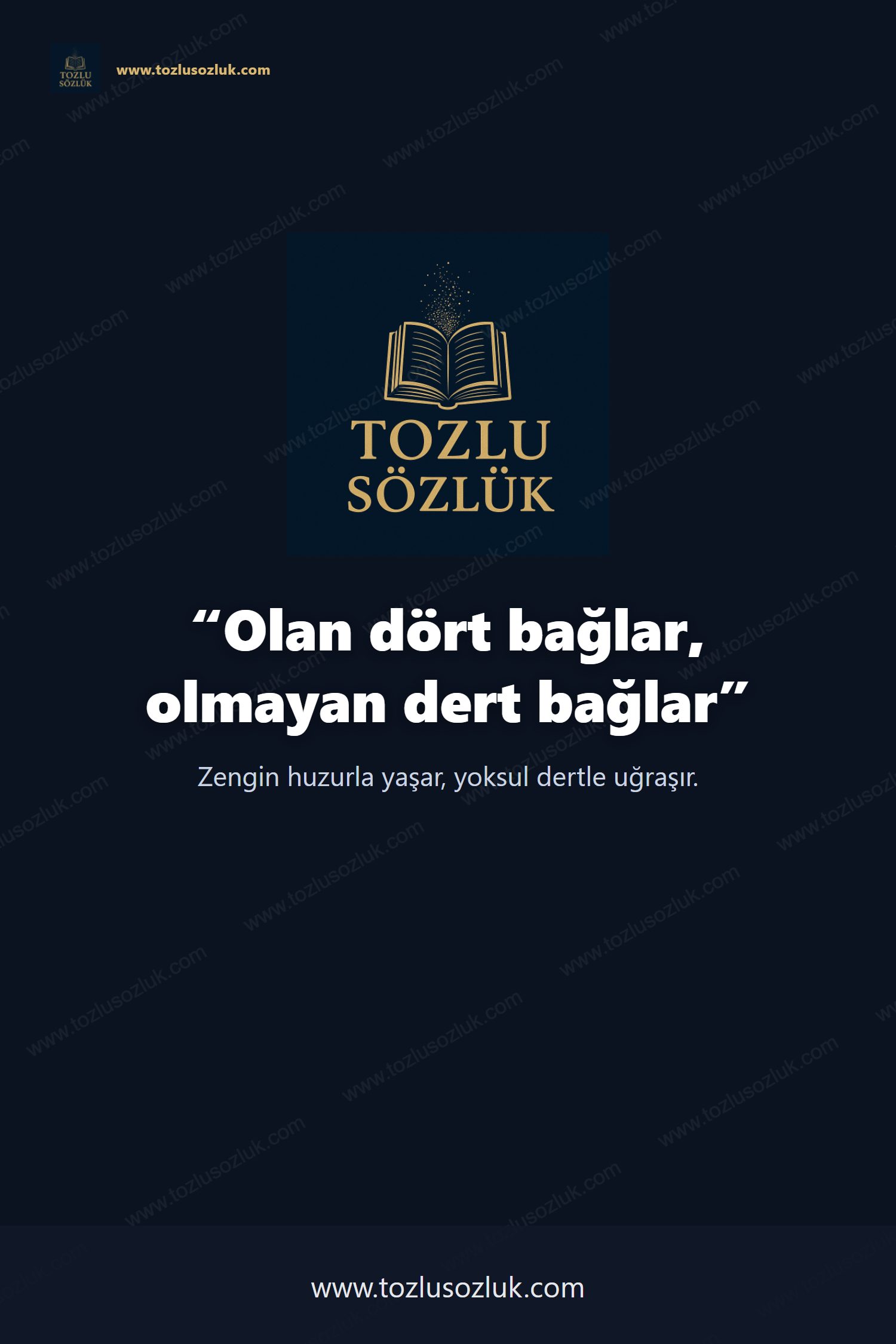 Olan dört bağlar, olmayan dert bağlar Pinterest görseli