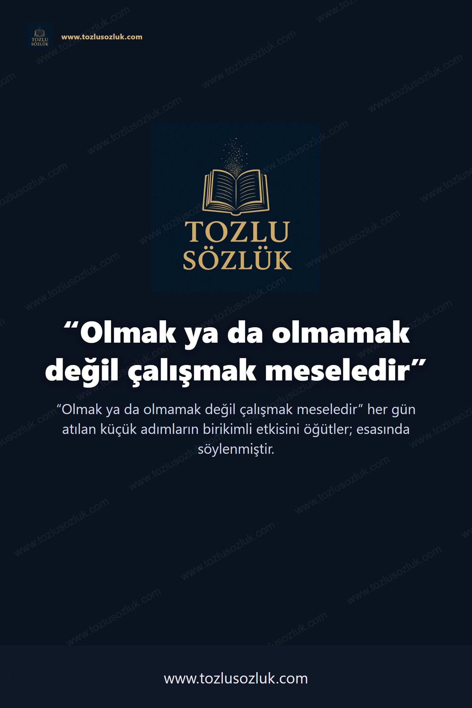 Olmak ya da olmamak değil çalışmak meseledir Pinterest görseli