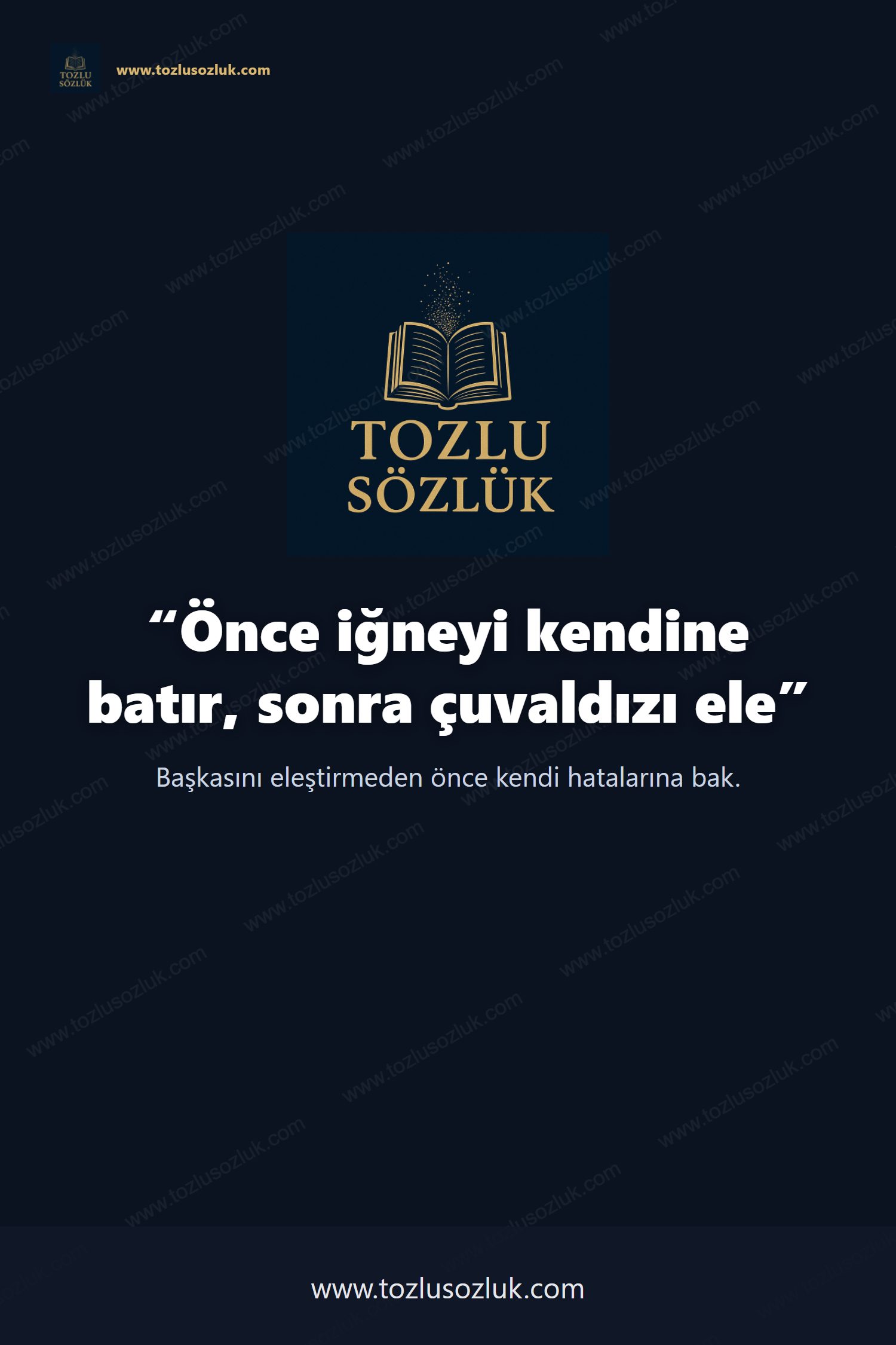 Önce iğneyi kendine batır, sonra çuvaldızı ele Pinterest görseli