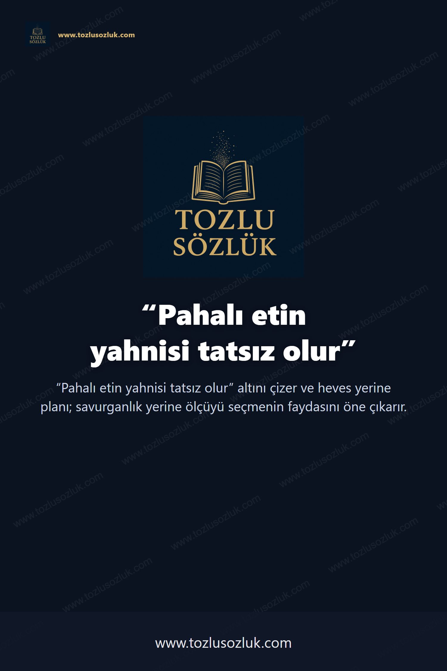 Pahalı etin yahnisi tatsız olur Pinterest görseli