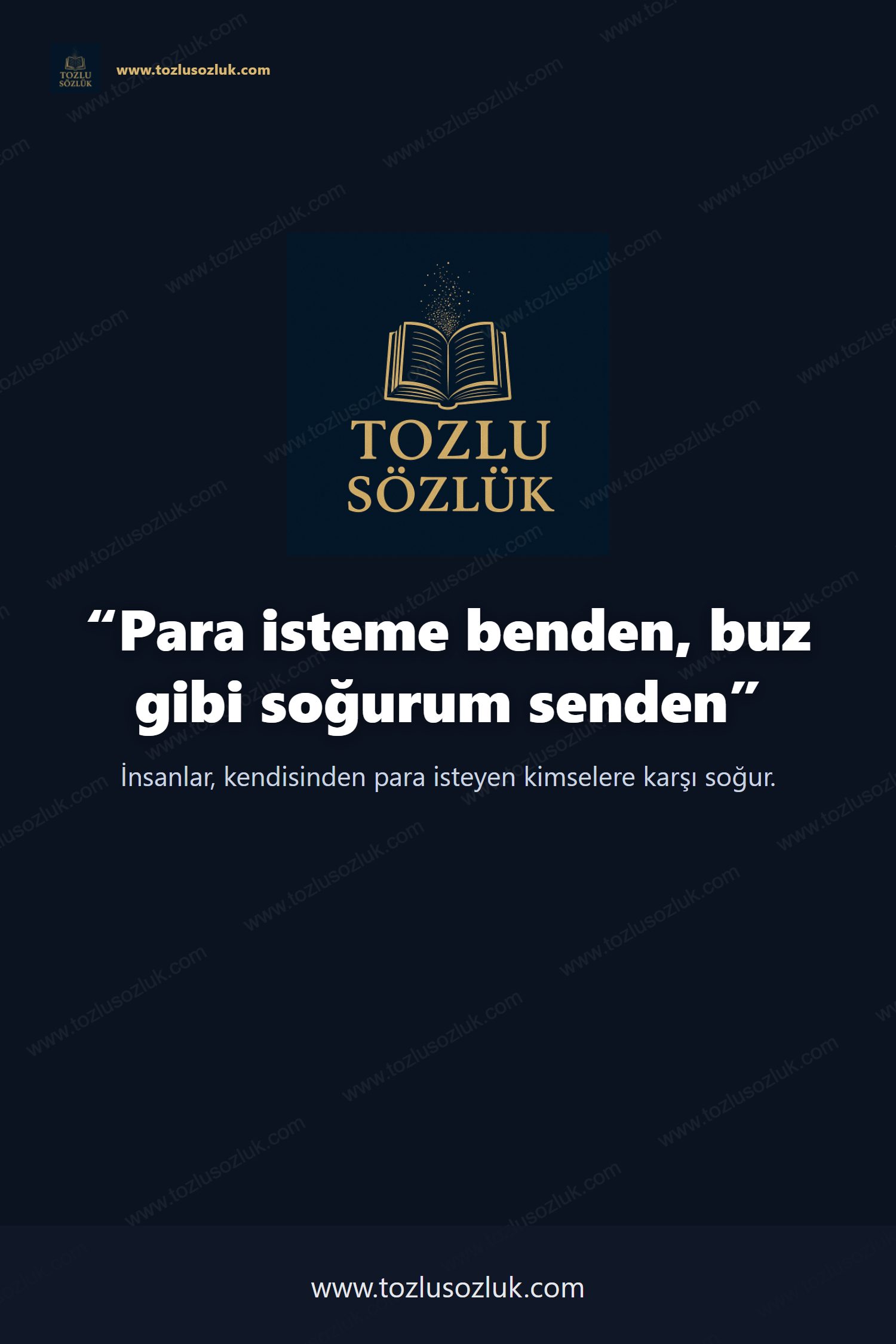 Para isteme benden, buz gibi soğurum senden Pinterest görseli