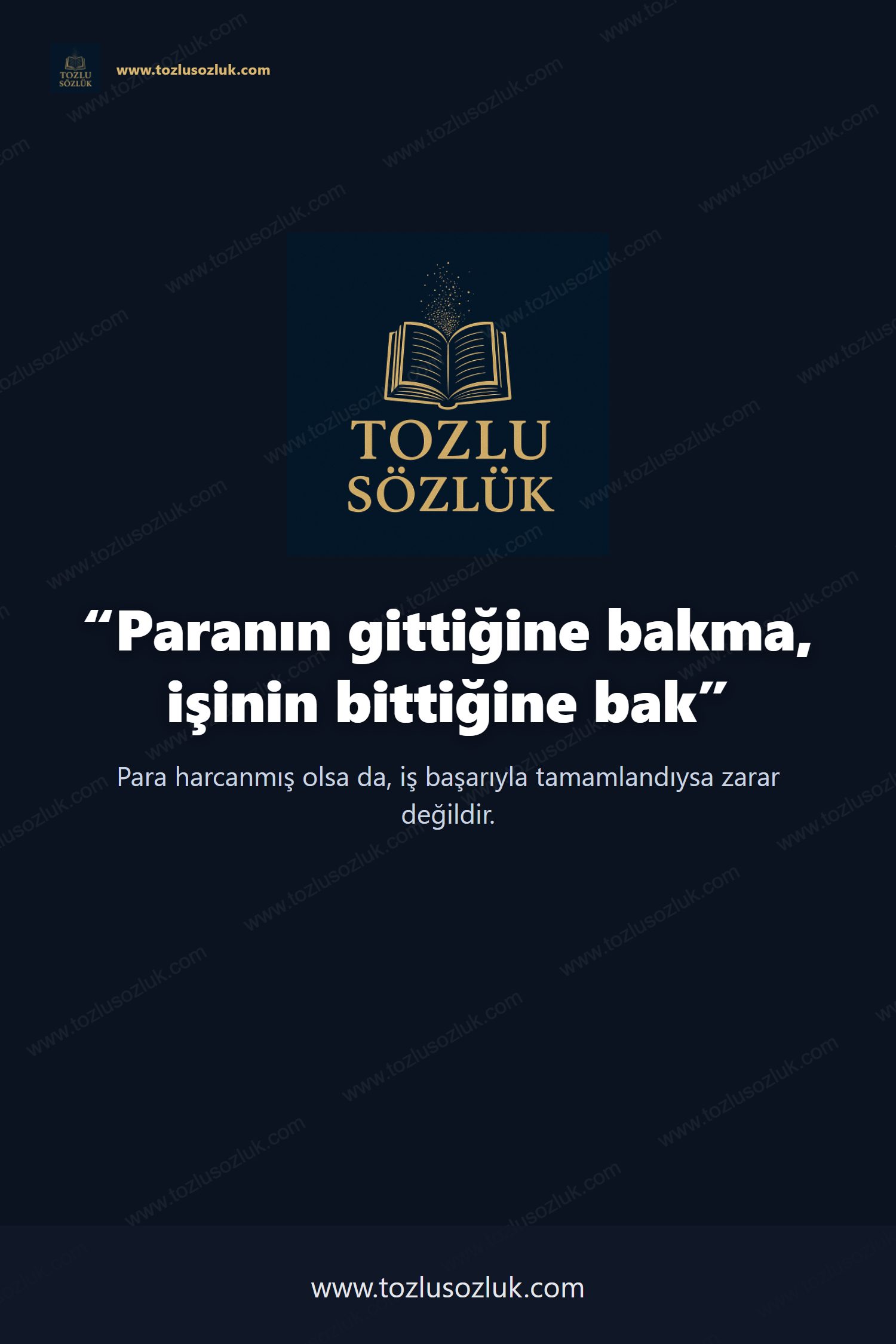 Paranın gittiğine bakma, işinin bittiğine bak Pinterest görseli