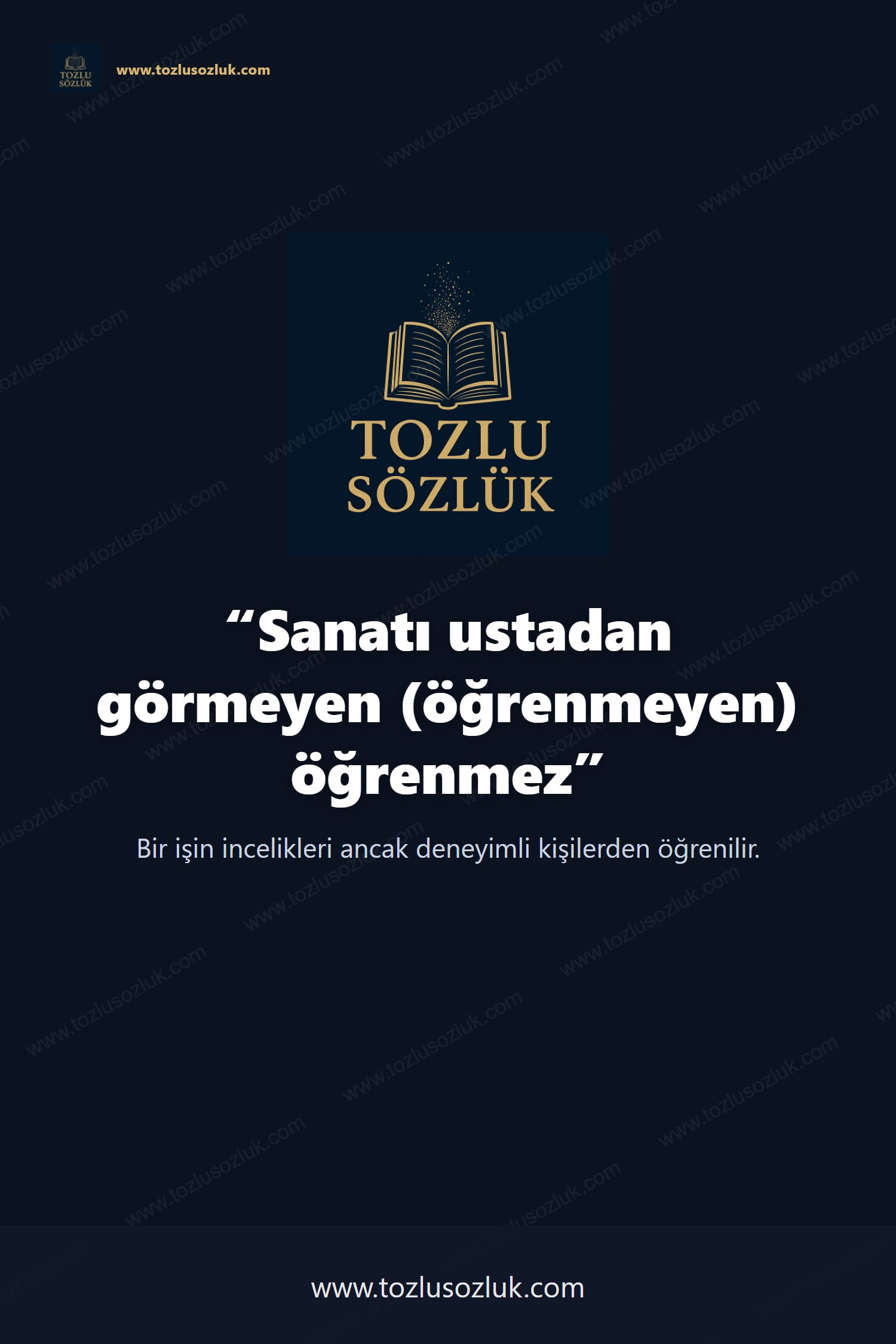 Sanatı ustadan görmeyen (öğrenmeyen) öğrenmez Pinterest görseli