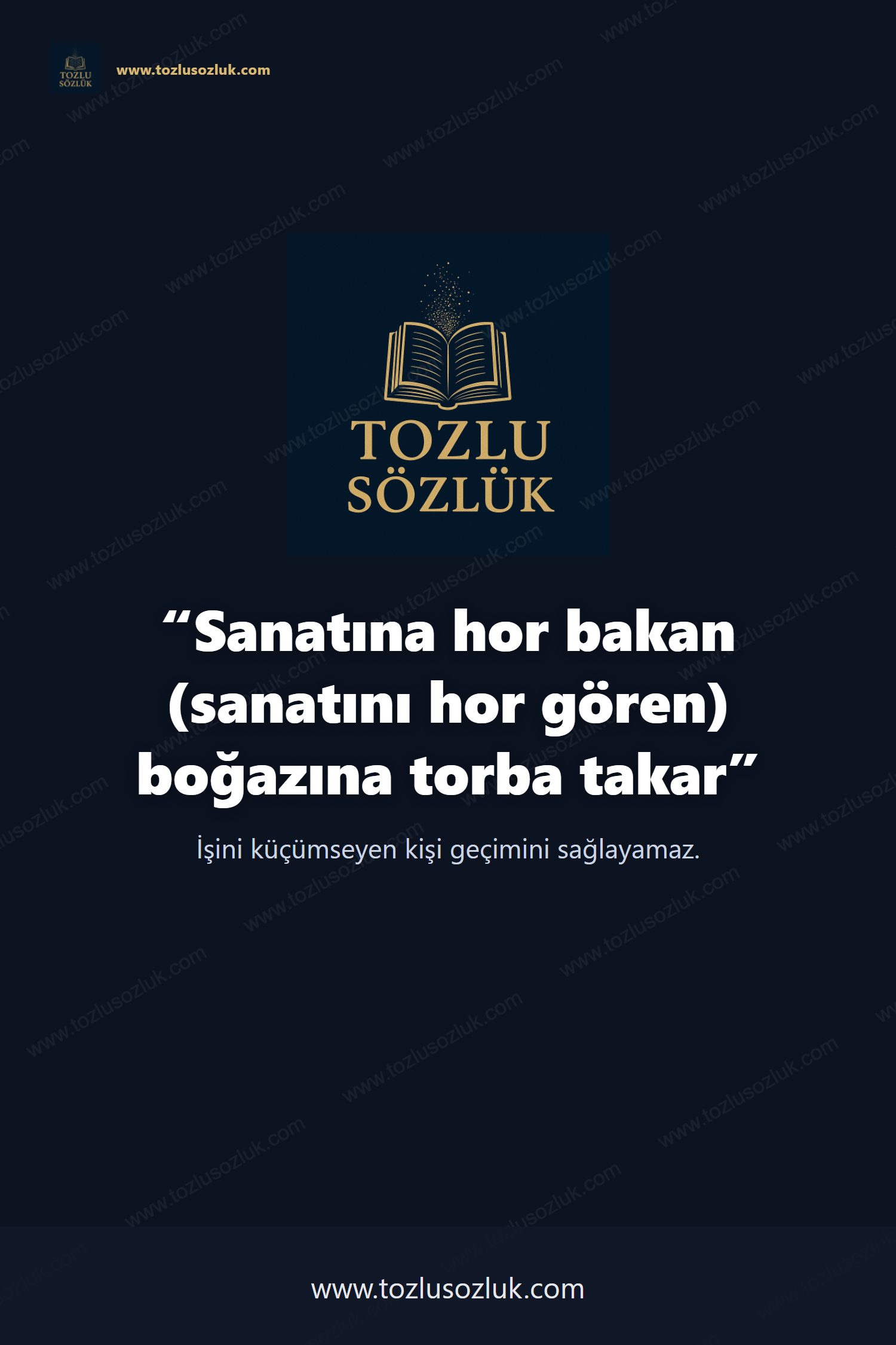 Sanatına hor bakan (sanatını hor gören) boğazına torba takar Pinterest görseli