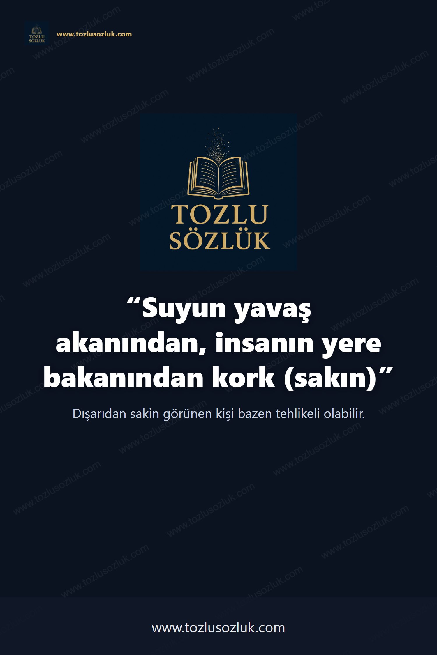 Suyun yavaş akanından, insanın yere bakanından kork (sakın) Pinterest görseli