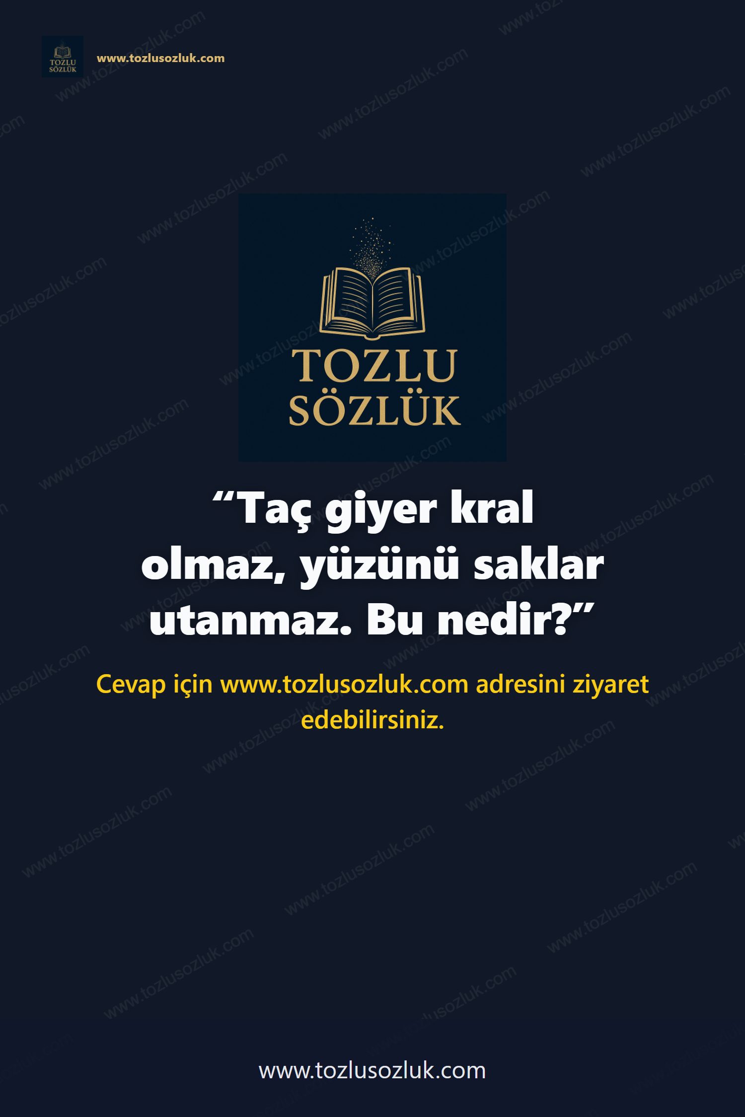 Taç giyer kral olmaz, yüzünü saklar utanmaz. Bu nedir? Pinterest görseli