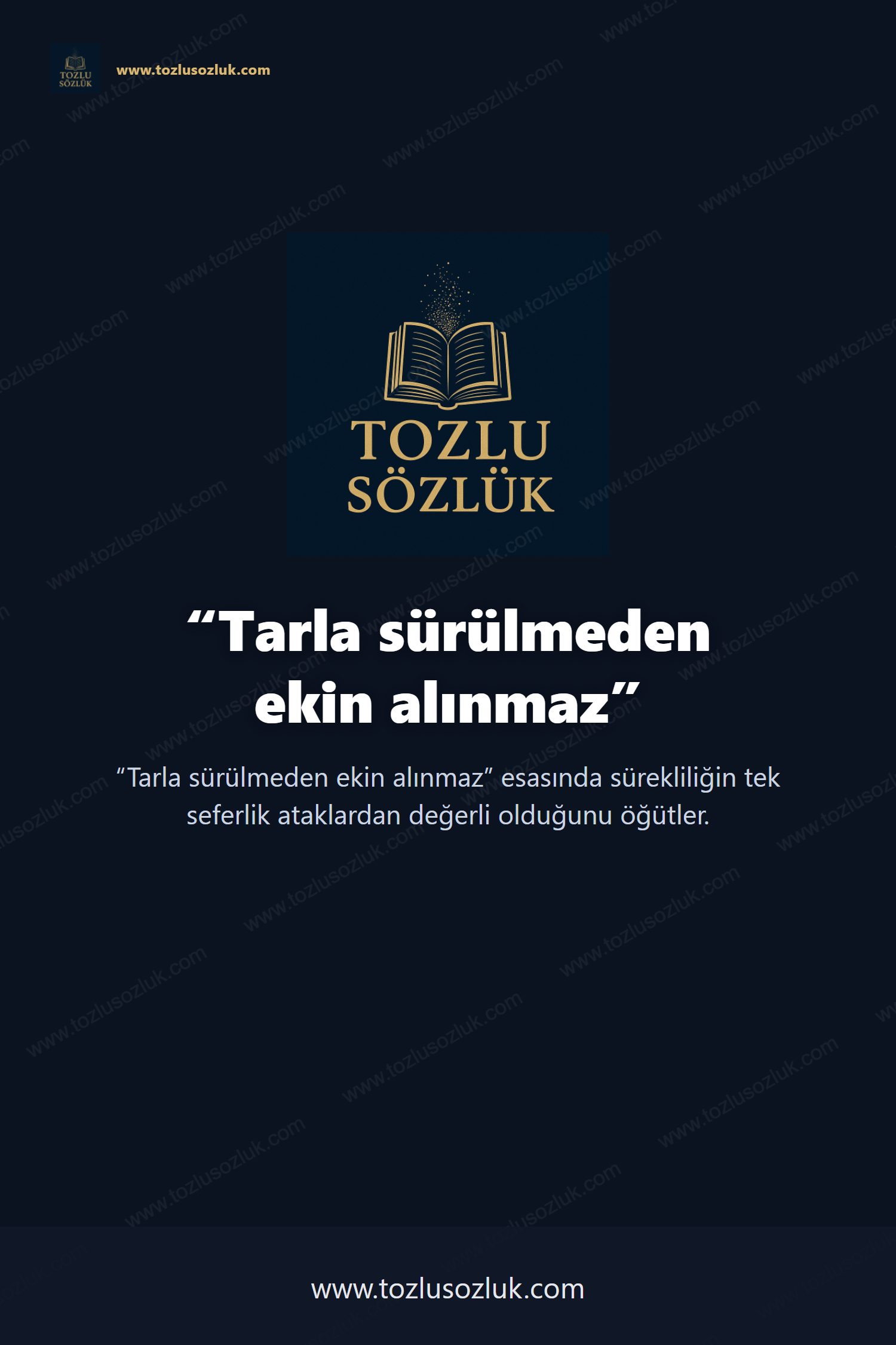 Tarla sürülmeden ekin alınmaz Pinterest görseli