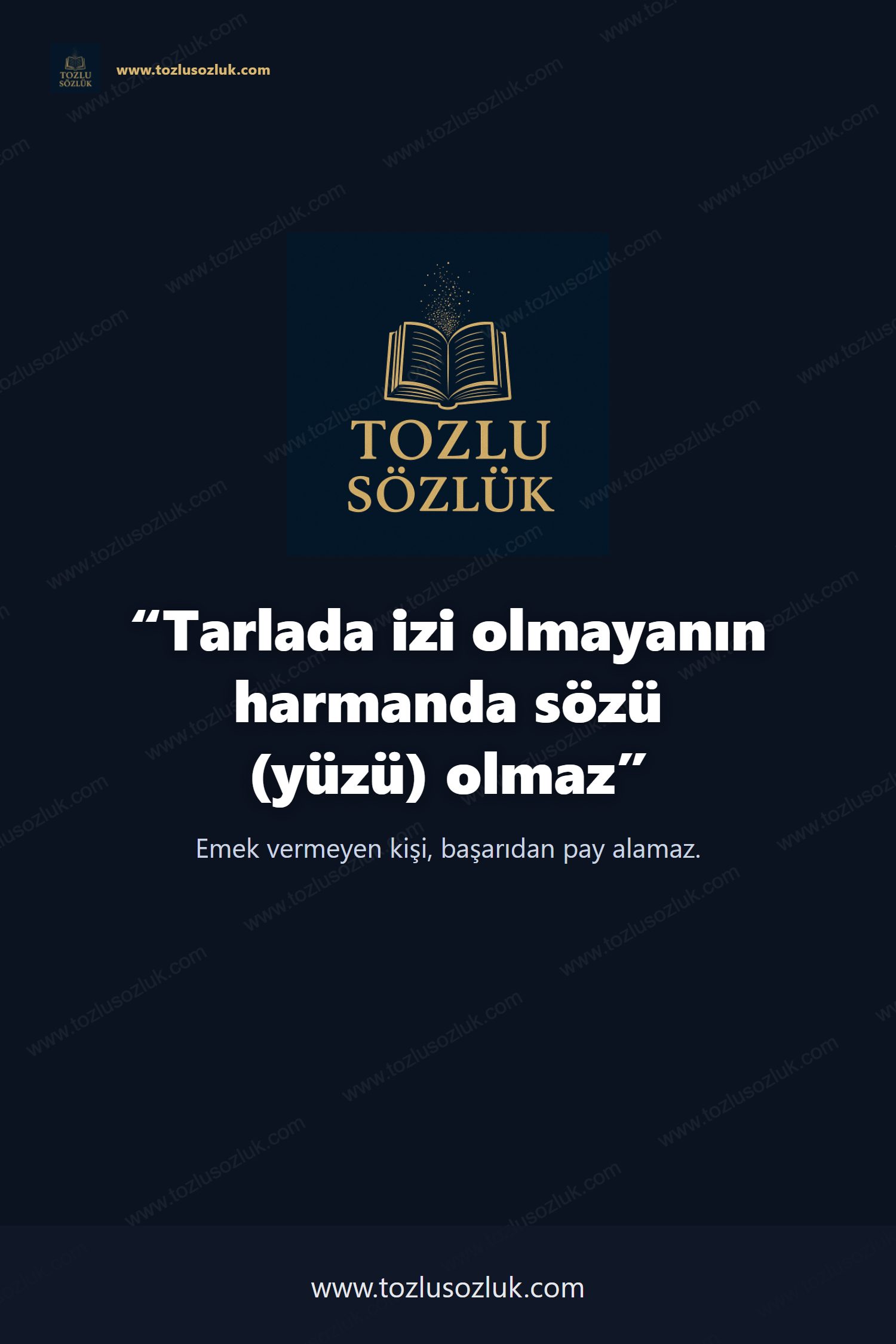 Tarlada izi olmayanın harmanda sözü (yüzü) olmaz Pinterest görseli