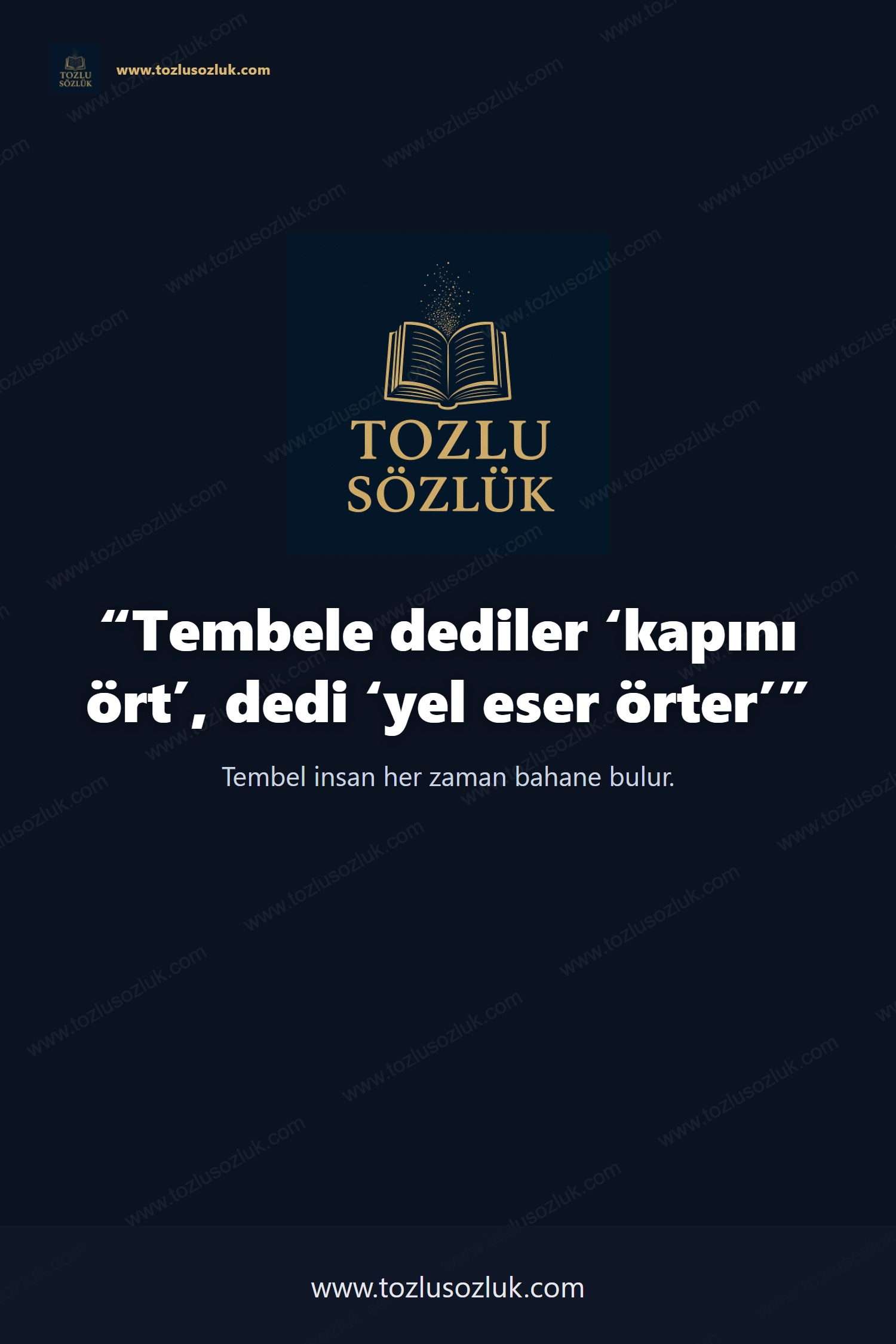 Tembele dediler ‘kapını ört’, dedi ‘yel eser örter’ Pinterest görseli