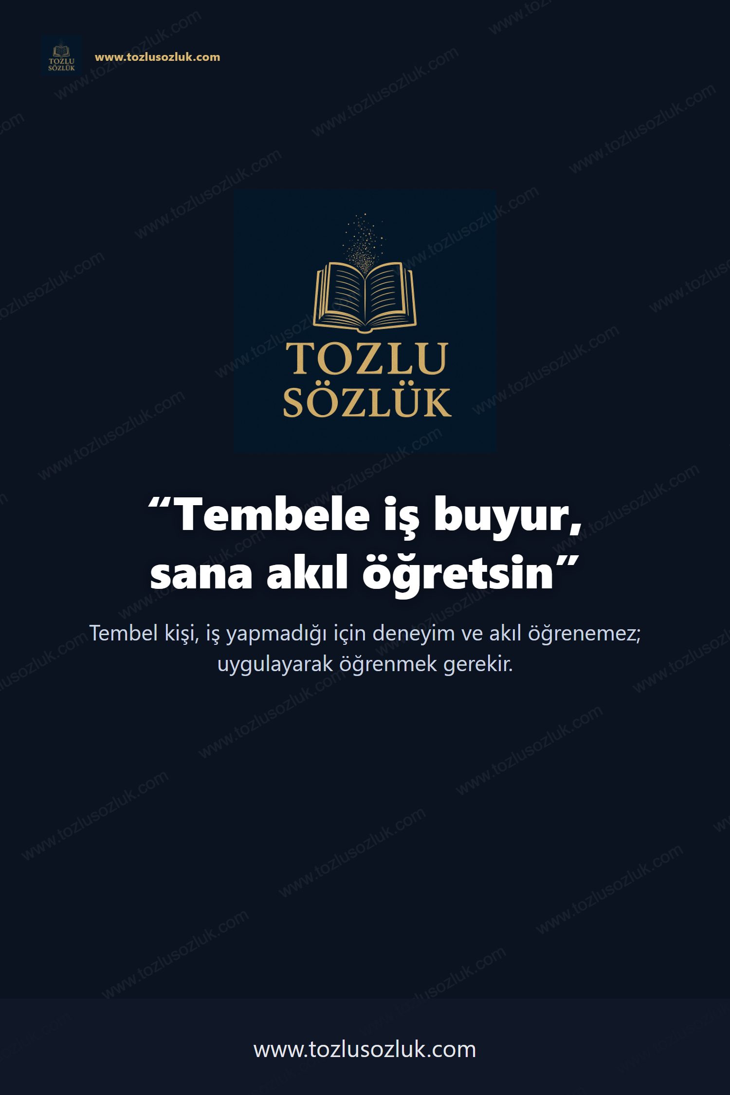 Tembele iş buyur, sana akıl öğretsin Pinterest görseli