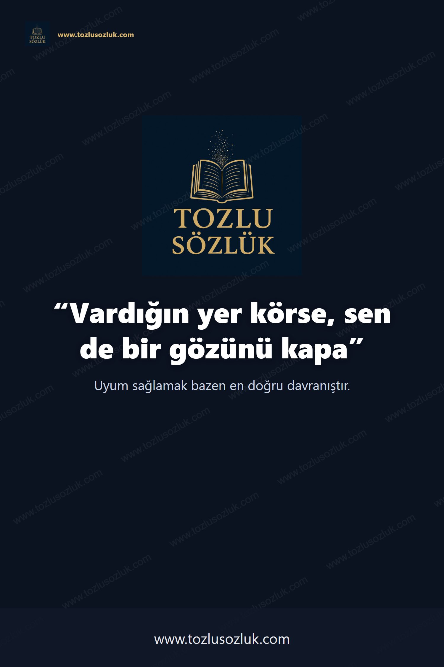 Vardığın yer körse, sen de bir gözünü kapa Pinterest görseli