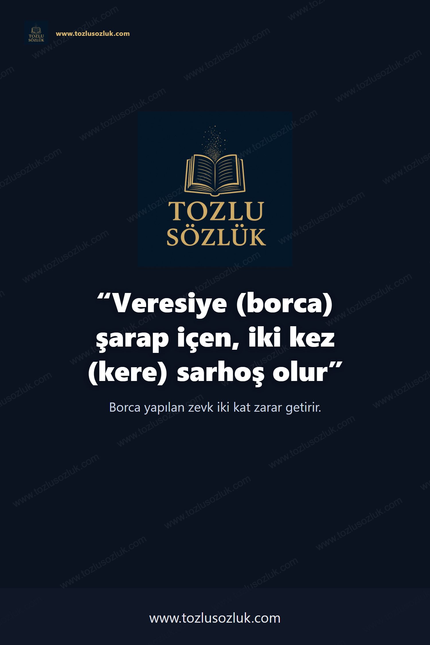 Veresiye (borca) şarap içen, iki kez (kere) sarhoş olur Pinterest görseli