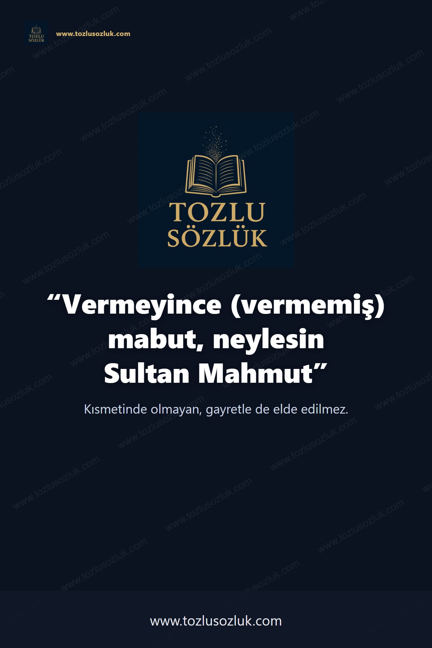 Vermeyince (vermemiş) mabut, neylesin Sultan Mahmut Pinterest görseli