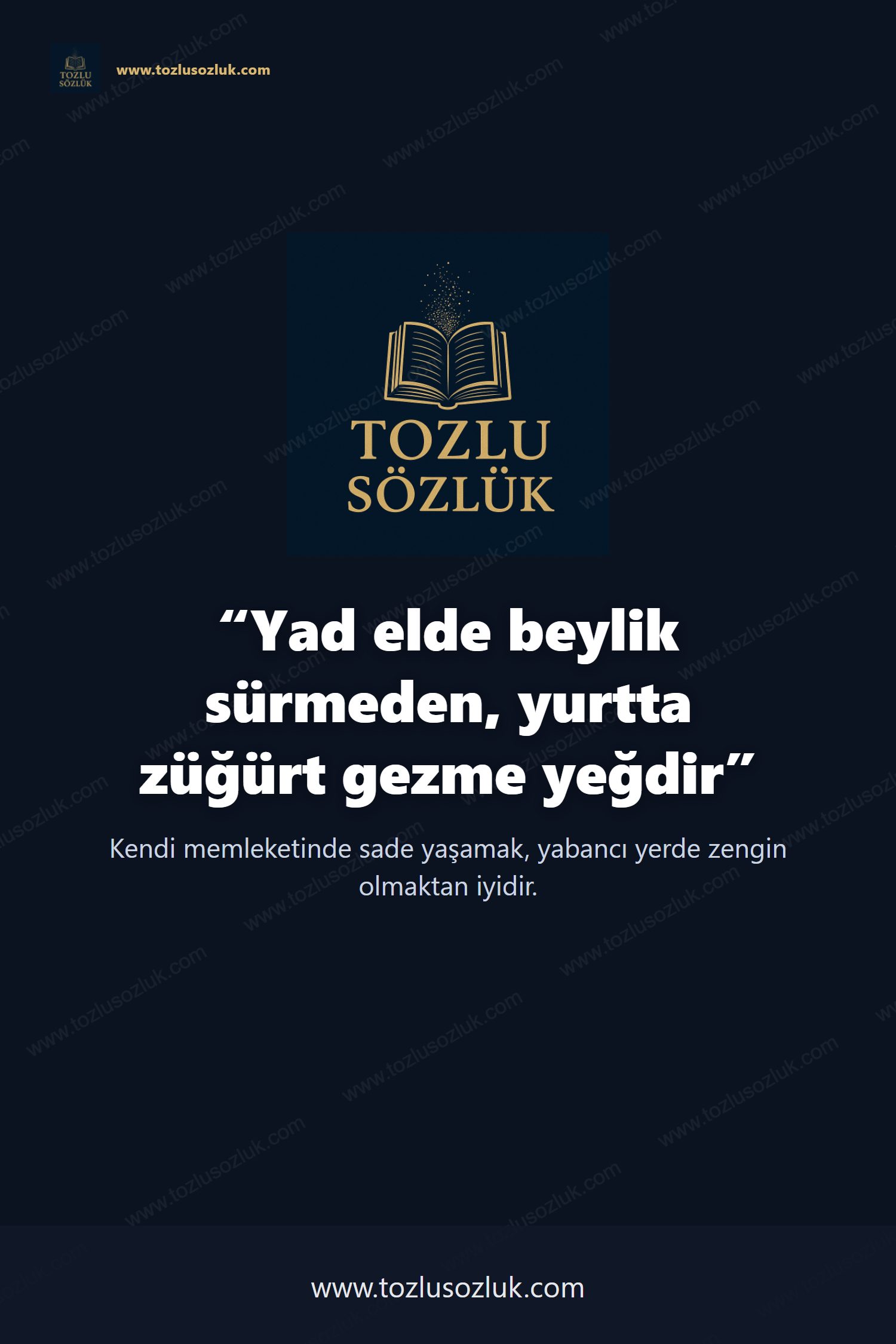 Yad elde beylik sürmeden, yurtta züğürt gezme yeğdir Pinterest görseli