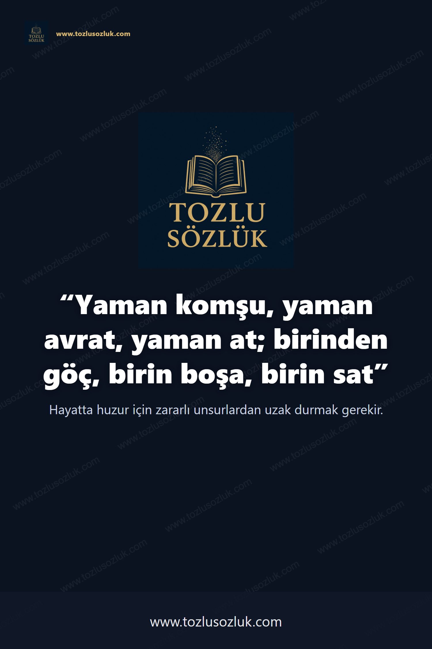 Yaman komşu, yaman avrat, yaman at; birinden göç, birin boşa, birin sat Pinterest görseli