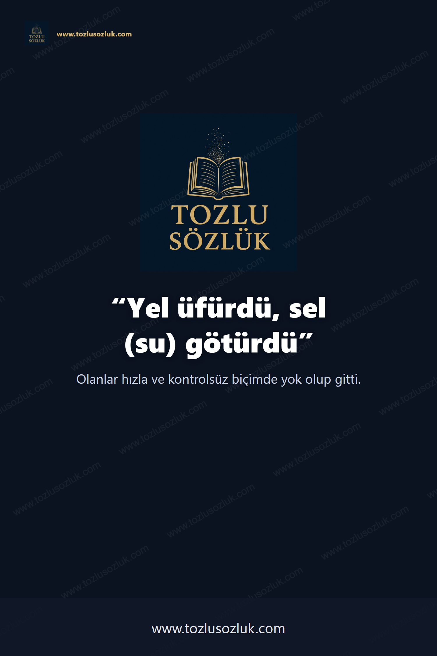 Yel üfürdü, sel (su) götürdü Pinterest görseli