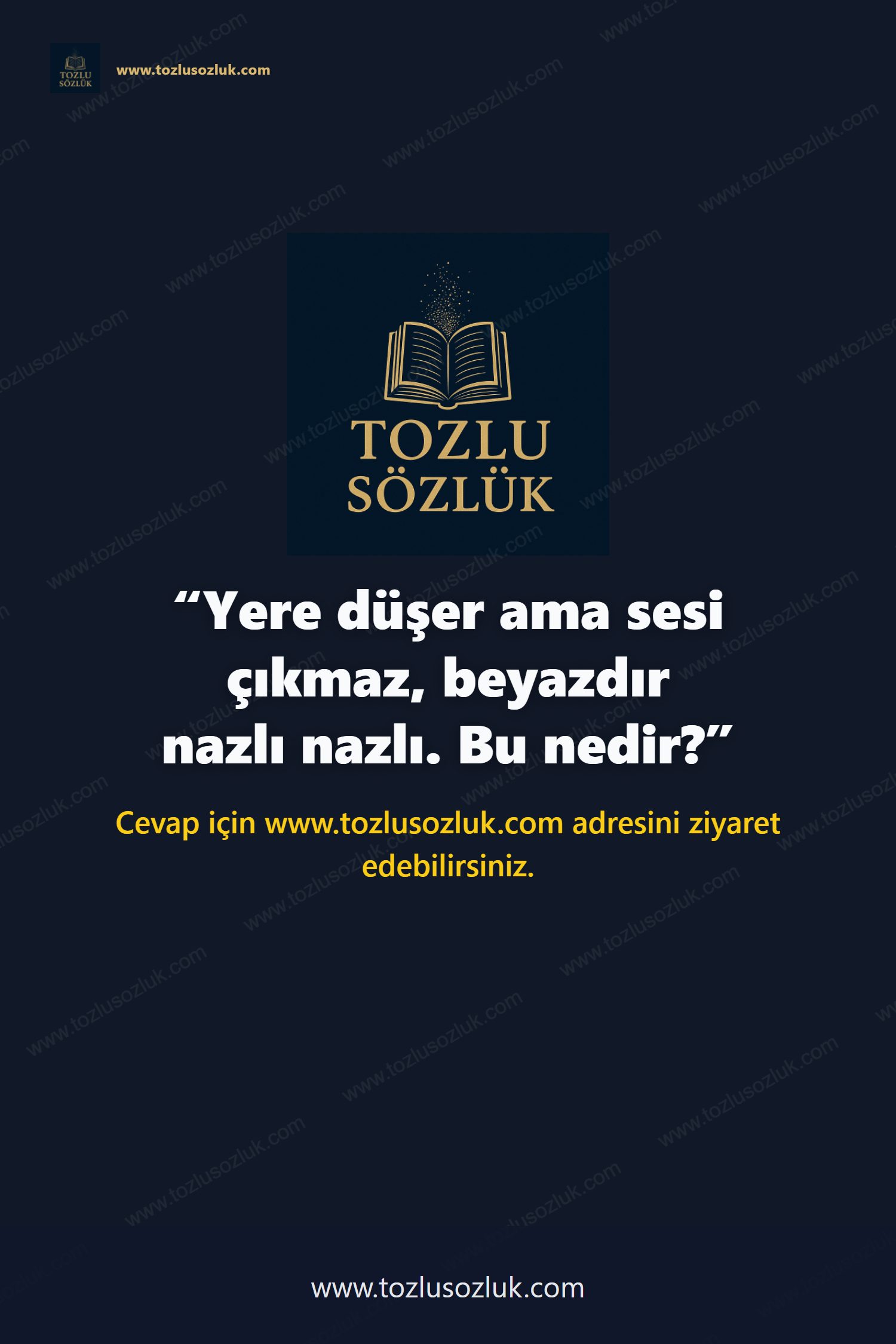Yere düşer ama sesi çıkmaz, beyazdır nazlı nazlı. Bu nedir? Pinterest görseli