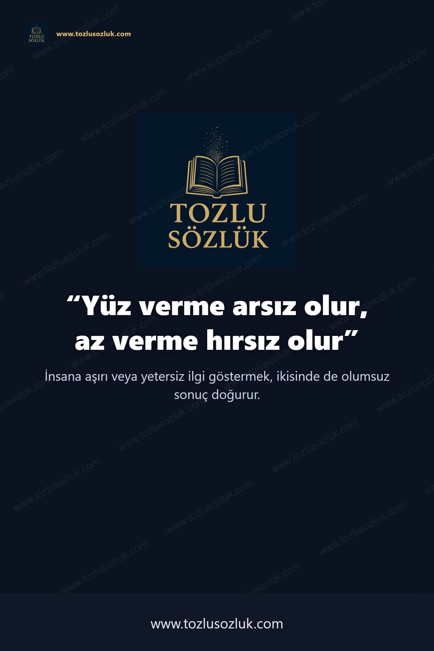 Yüz verme arsız olur, az verme hırsız olur Pinterest görseli