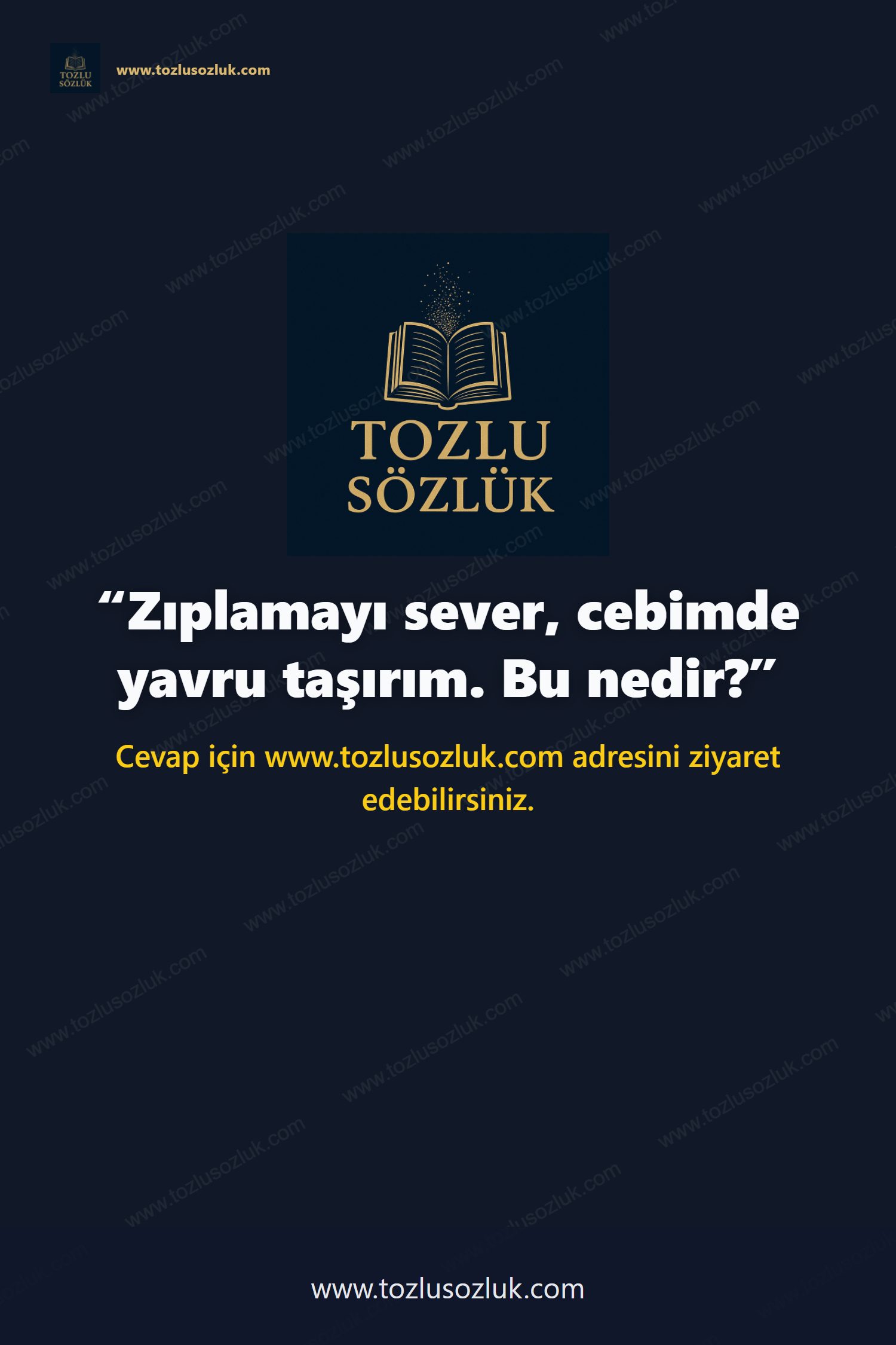 Zıplamayı sever, cebimde yavru taşırım. Bu nedir? Pinterest görseli